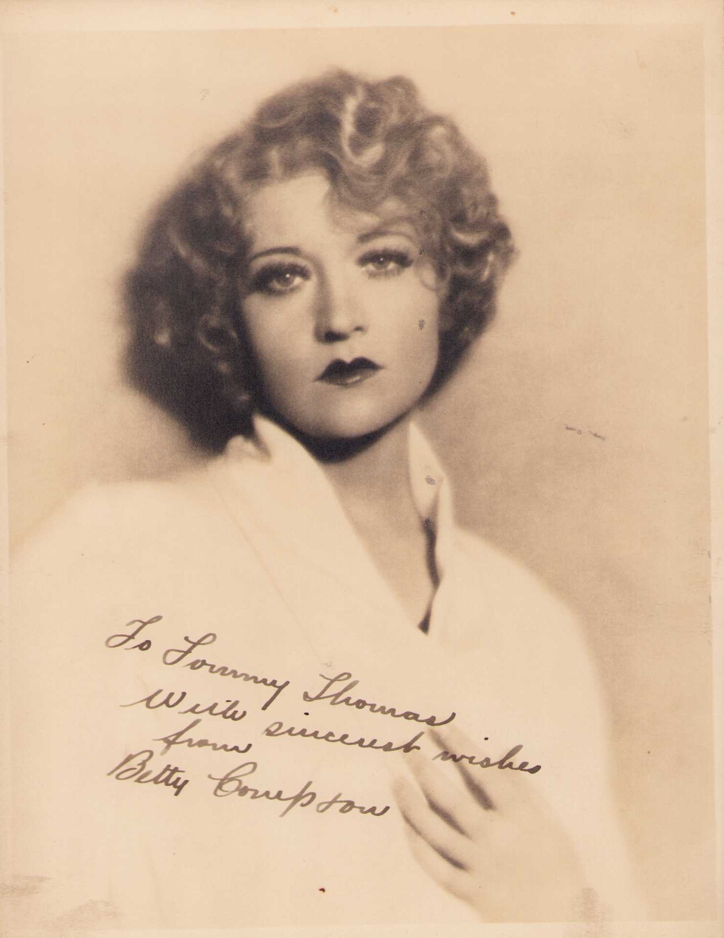 Betty Compson signed photograph: A vintage 30s signed heavyweight photograph of the actress 8x10 Certificate of AuthenticityEVERY item in this auction comes with at minimum one fully illustrated and serial numbered COA signed by the