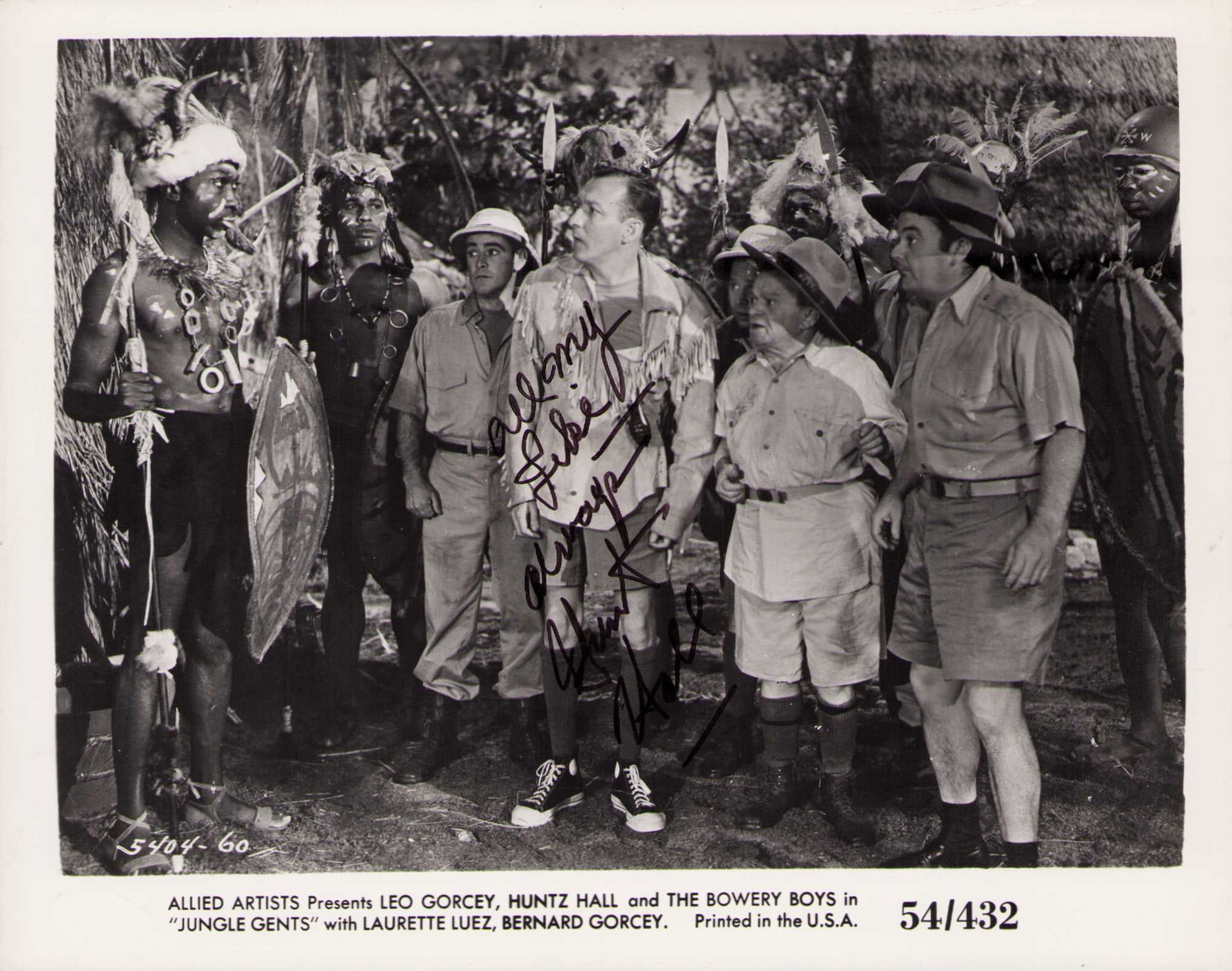 Huntz Hall signed photograph: A rare original Jungle Gents 1954 still signe dby the Dead End Kid Bowery Boys star Certificate of AuthenticityEVERY item in this auction comes with at minimum one fully illustrated and serial