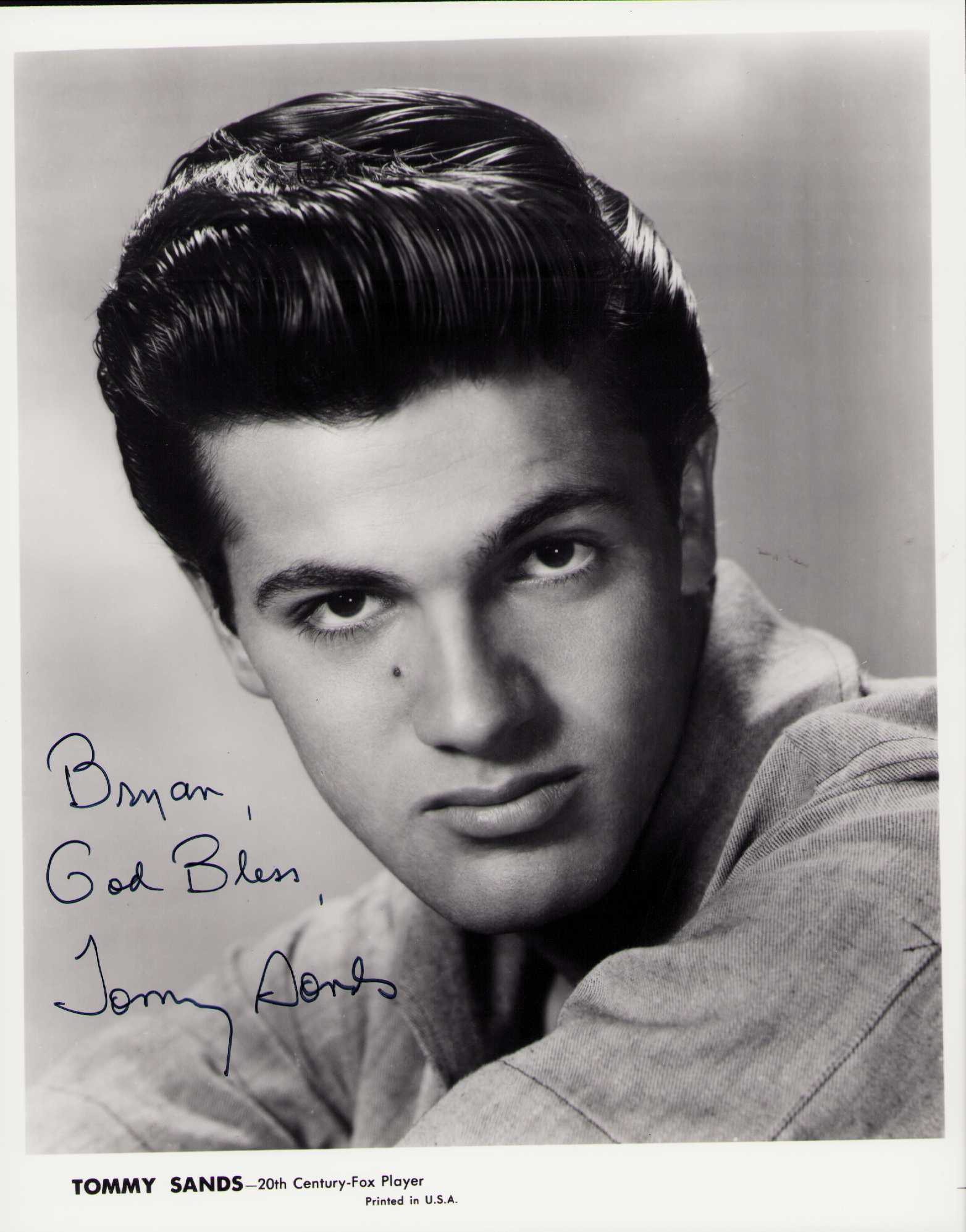 Tommy Sands signed photograph: A vintage signed 8x10 by the singer actor Certificate of AuthenticityEVERY item in this auction comes with at minimum one fully illustrated and serial numbered COA signed by the worlds leading authent