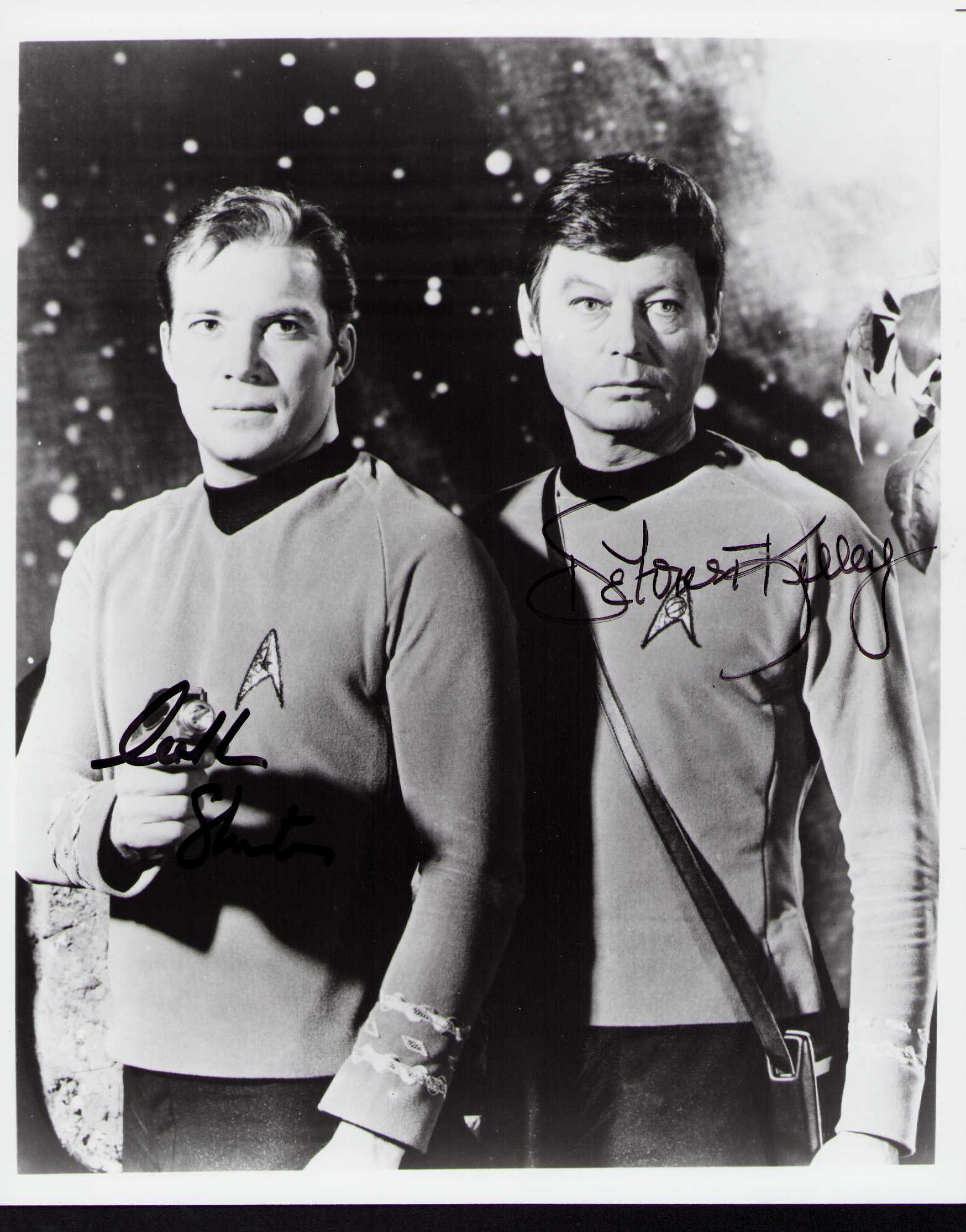 William Shatner and Deforest Kelley Star Trek vintage signed photograph: A vintage Star Trek still signed by both Shatner and Kelley Certificate of AuthenticityEVERY item in this auction comes with at minimum one fully illustrated and serial numbered COA signed by the worl