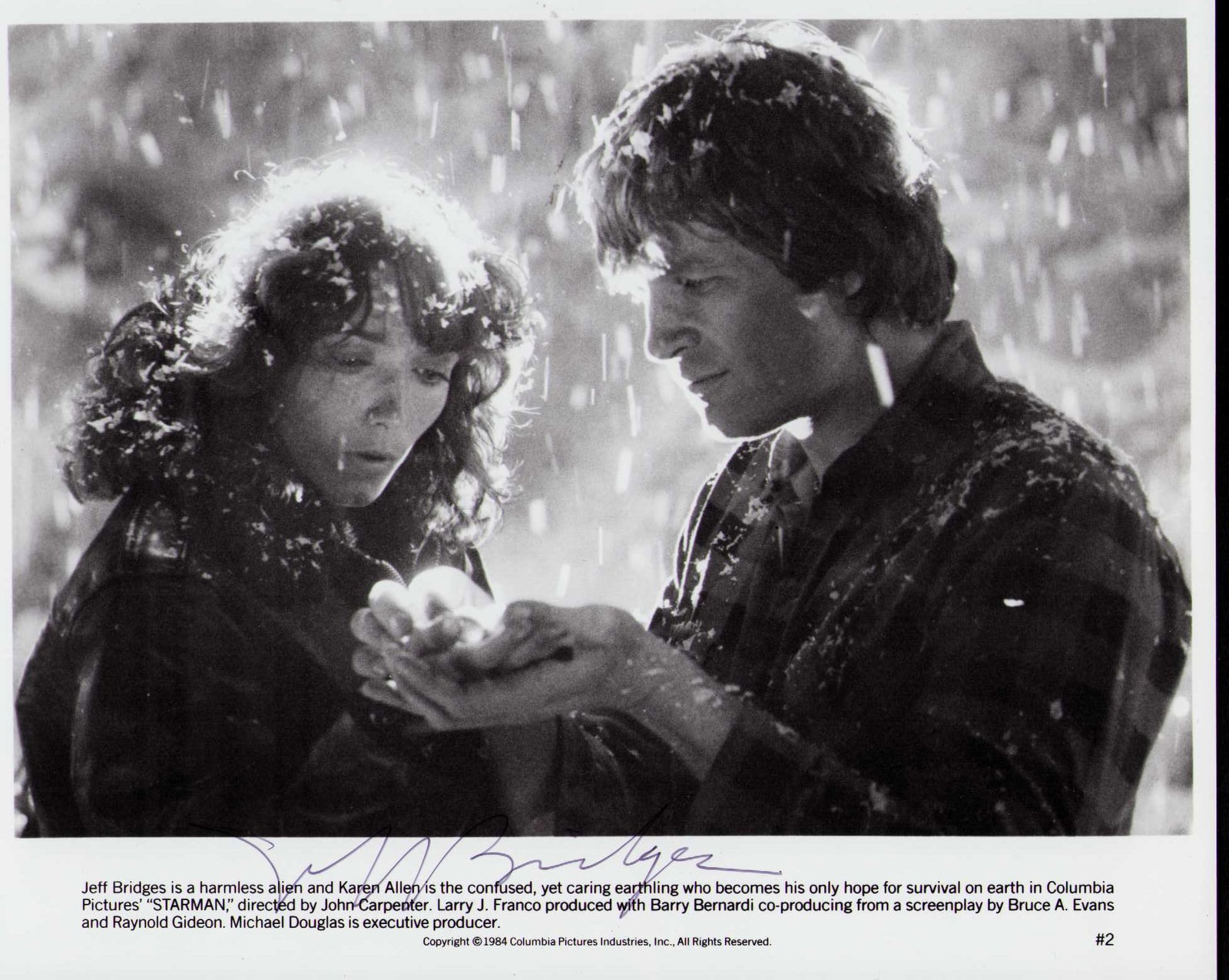 Jeff Bridges signed photograph: A vintage original Starman still signed by him in ballpoint ink Certificate of AuthenticityEVERY item in this auction comes with at minimum one fully illustrated and serial numbered COA signed by the