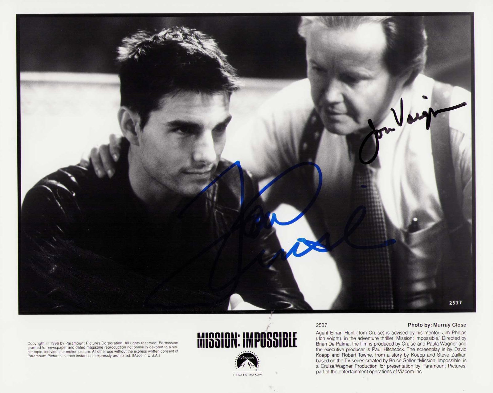 Tom Cruise and Jon Voight signed photograph (1 of 1)