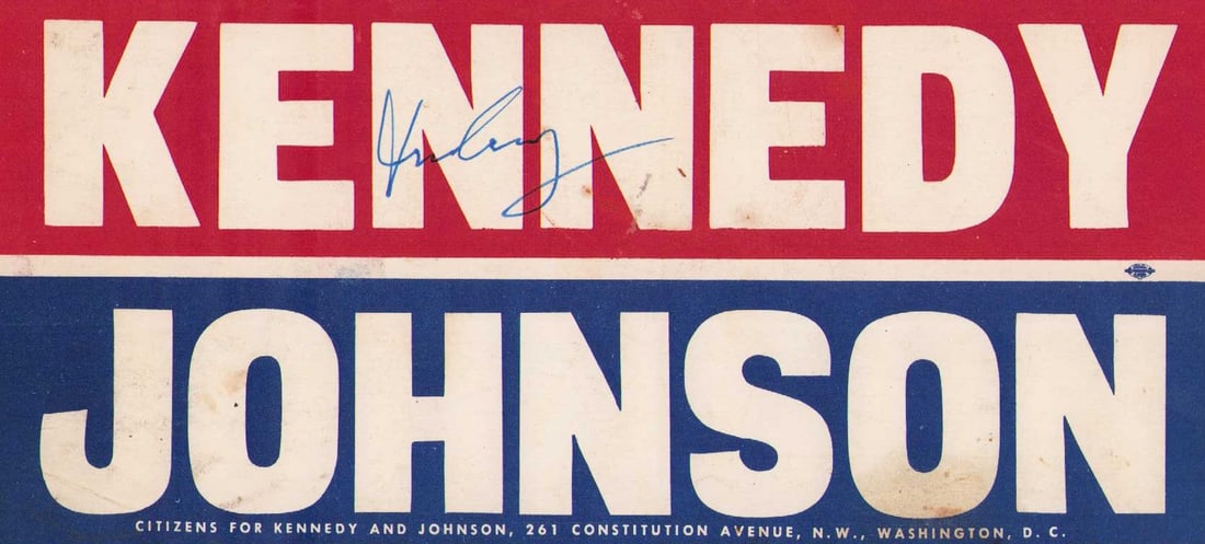 RARE John F Kennedy signed bumper sticker (1 of 1)