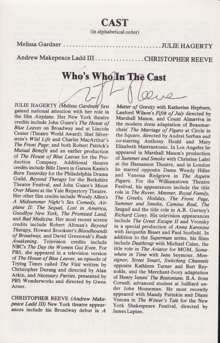Christopher Reeve signed Broadway playbill (1 of 1)