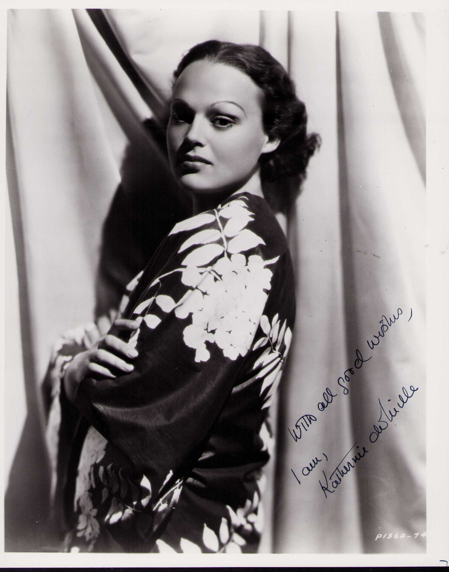 Katherine DeMille signed photograph: A vintage signed 8x10 of the actress scarce Certificate of AuthenticityEVERY item in this auction comes with at minimum one fully illustrated and serial numbered COA signed by the worlds leading authe