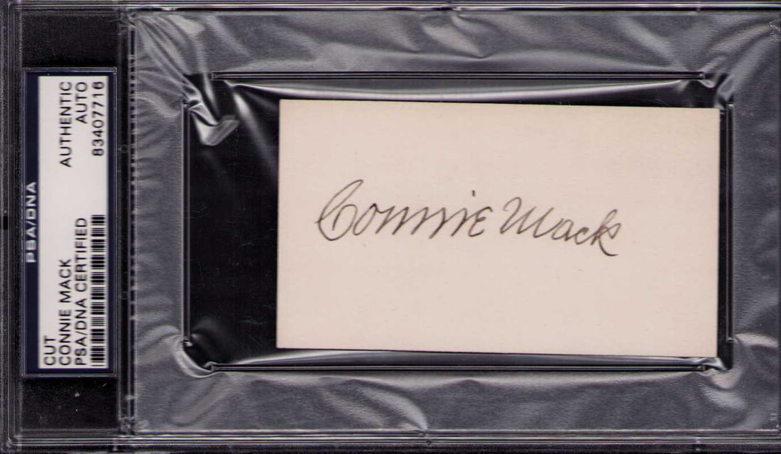 Connie Mack signature PSA DNA slabbed: Baseball HOF legend signature PSA DNA slabbed investment grade Certificate of AuthenticityEVERY item in this auction comes with at minimum one fully illustrated and serial numbered COA signed by the w
