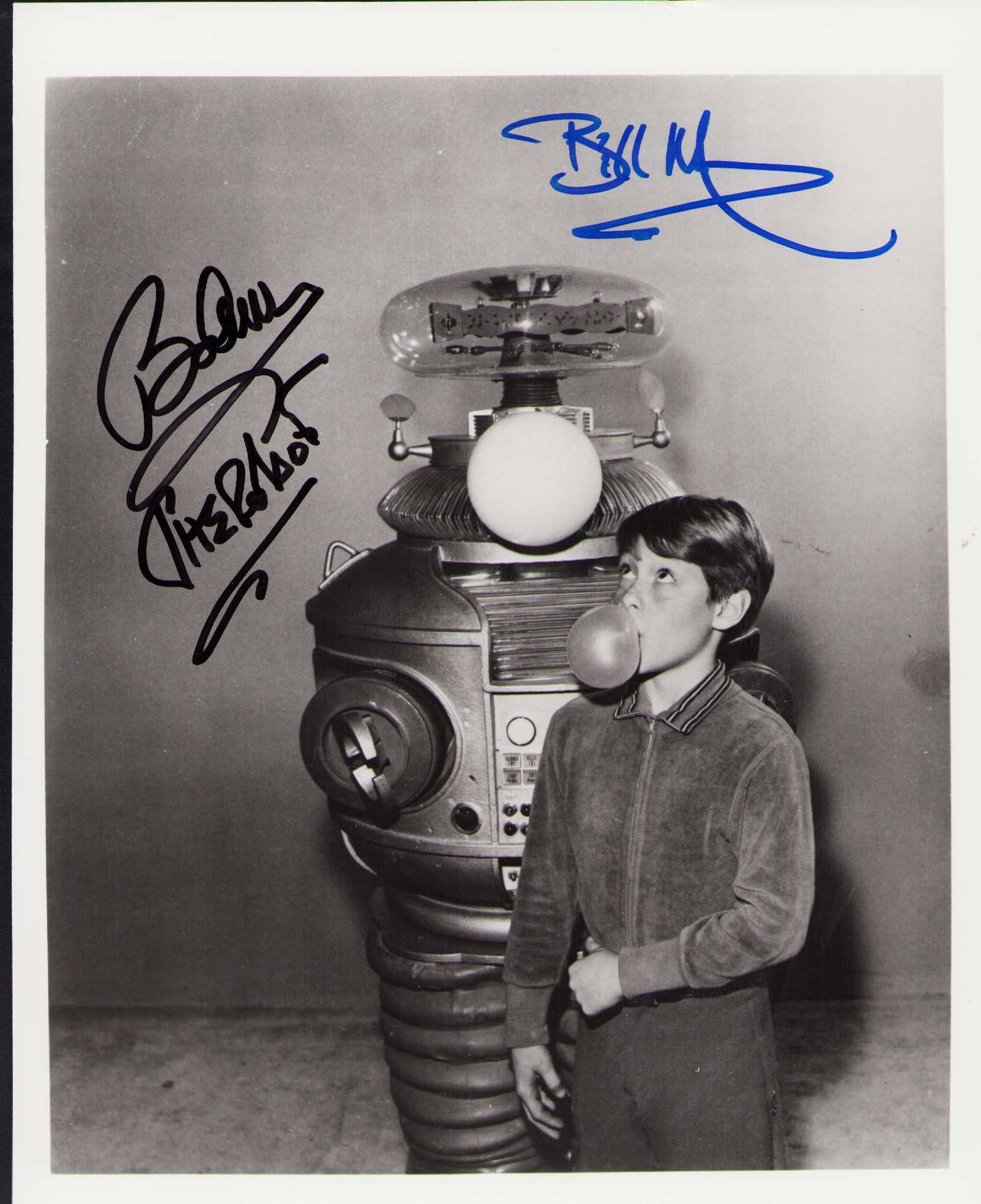 Lost in Space Billy Mumy and Bob May signed photograph: A Lost in Space signed 8x10 by Billy Mumy and the voice of the Robot Bob May Certificate of AuthenticityEVERY item in this auction comes with at minimum one fully illustrated and serial numbered COA s