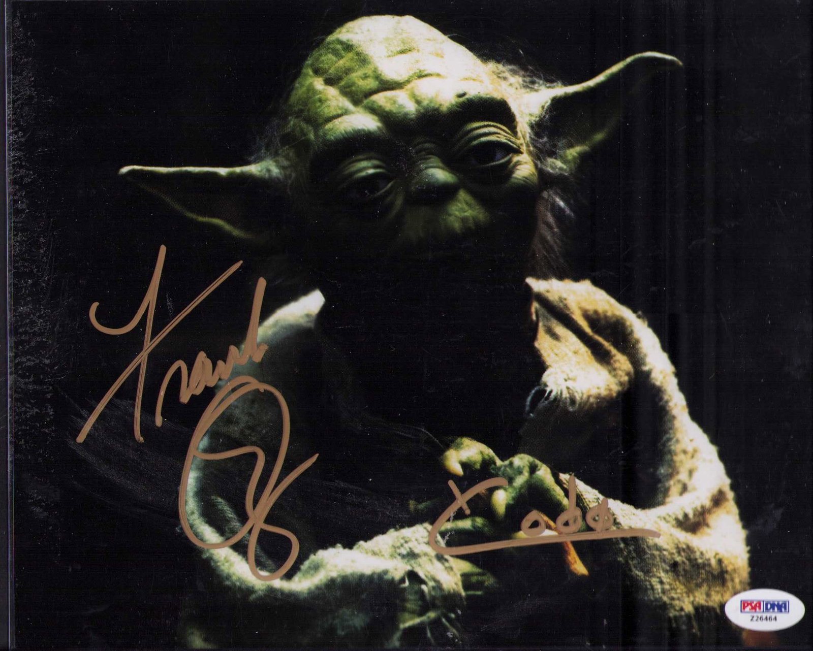 Frank Oz Star Wars Yoda signed photograph PSA DNA: A rare signed YODA from Star Wars by the voice and Director Frank Oz with PSA DNA sticker and card Certificate of AuthenticityEVERY item in this auction comes with at minimum one fully illustrated and