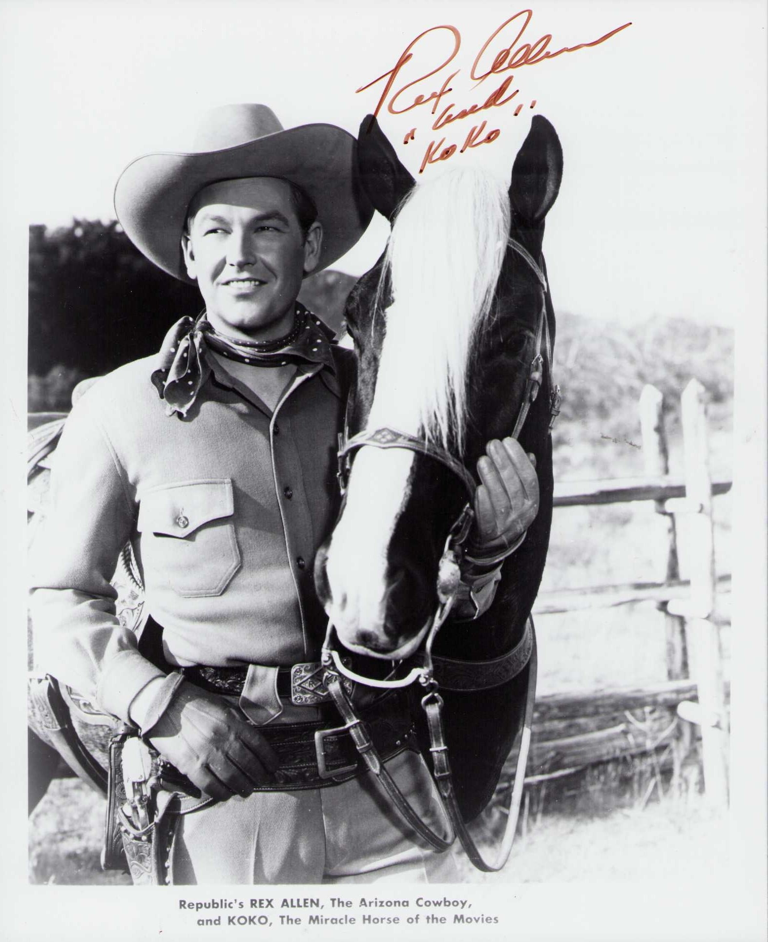 Rex Allen signed photograph: A vintage signed 8x10 of the famed western legend Certificate of AuthenticityEVERY item in this auction comes with at minimum one fully illustrated and serial numbered COA signed by the worlds leading