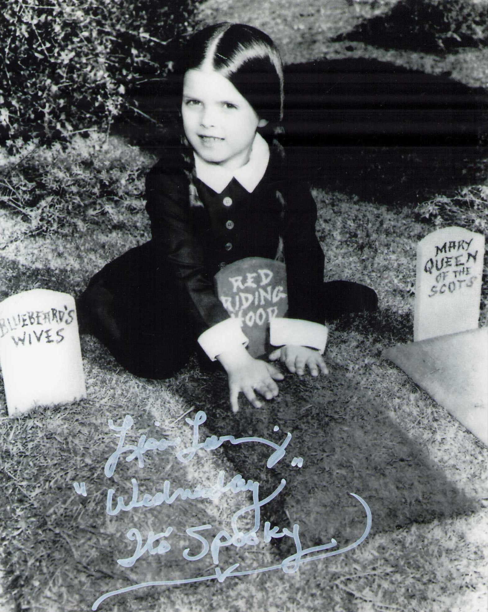 Lisa Loring Addams Family signed photograph as Wednesday: Deceased original Wednesday Addams in TV series signed by Lisa Loring Certificate of AuthenticityEVERY item in this auction comes with at minimum one fully illustrated and serial numbered COA signed b