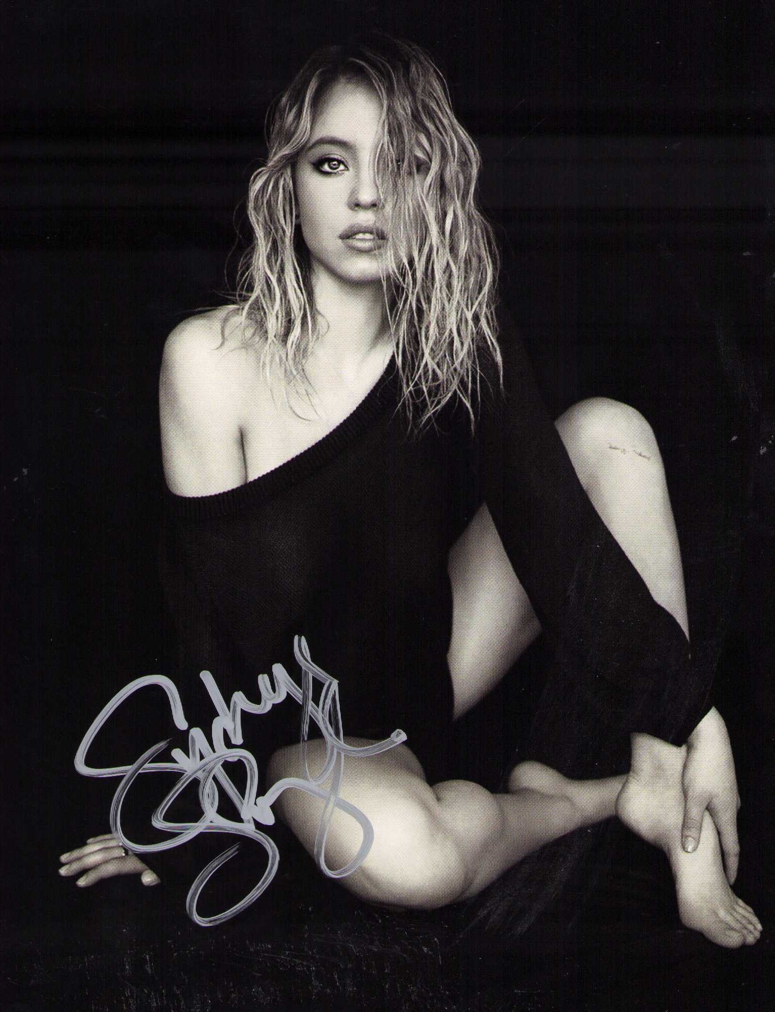 Syndey Sweeney signed photograph: A sexy signed 8x10 of the new hot actress Certificate of AuthenticityEVERY item in this auction comes with at minimum one fully illustrated and serial numbered COA signed by the worlds leading authent