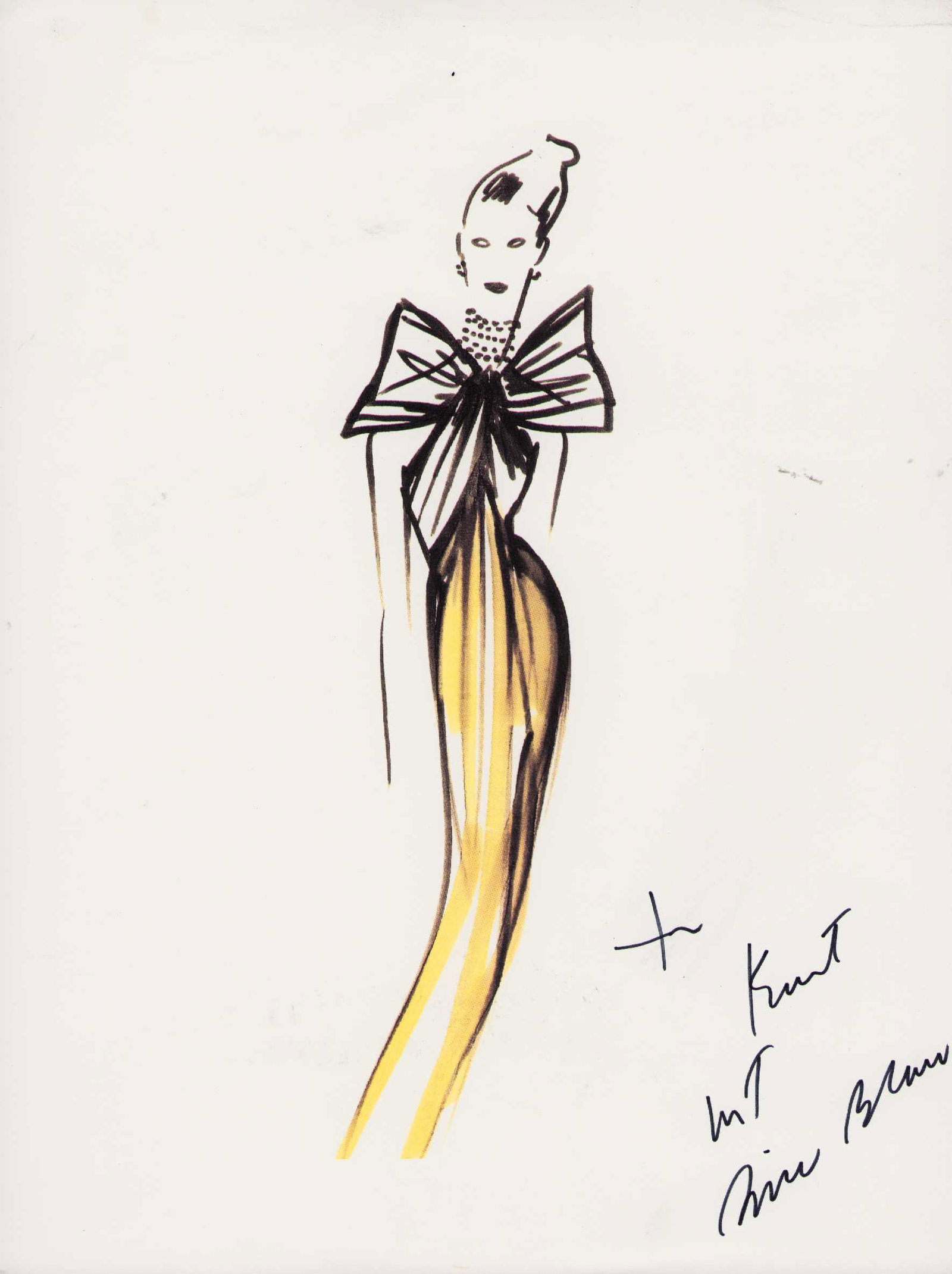 Bill Blass original signed sketch: The famed fashion legend a signed sketch nothing better ! Certificate of AuthenticityEVERY item in this auction comes with at minimum one fully illustrated and serial numbered COA signed by the worlds