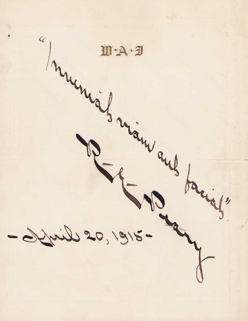 Admiral Richard Peary signed sheet: A nice signed sheet by Admiral Peary the famed explorer Certificate of AuthenticityEVERY item in this auction comes with at minimum one fully illustrated and serial numbered COA signed by the worlds l