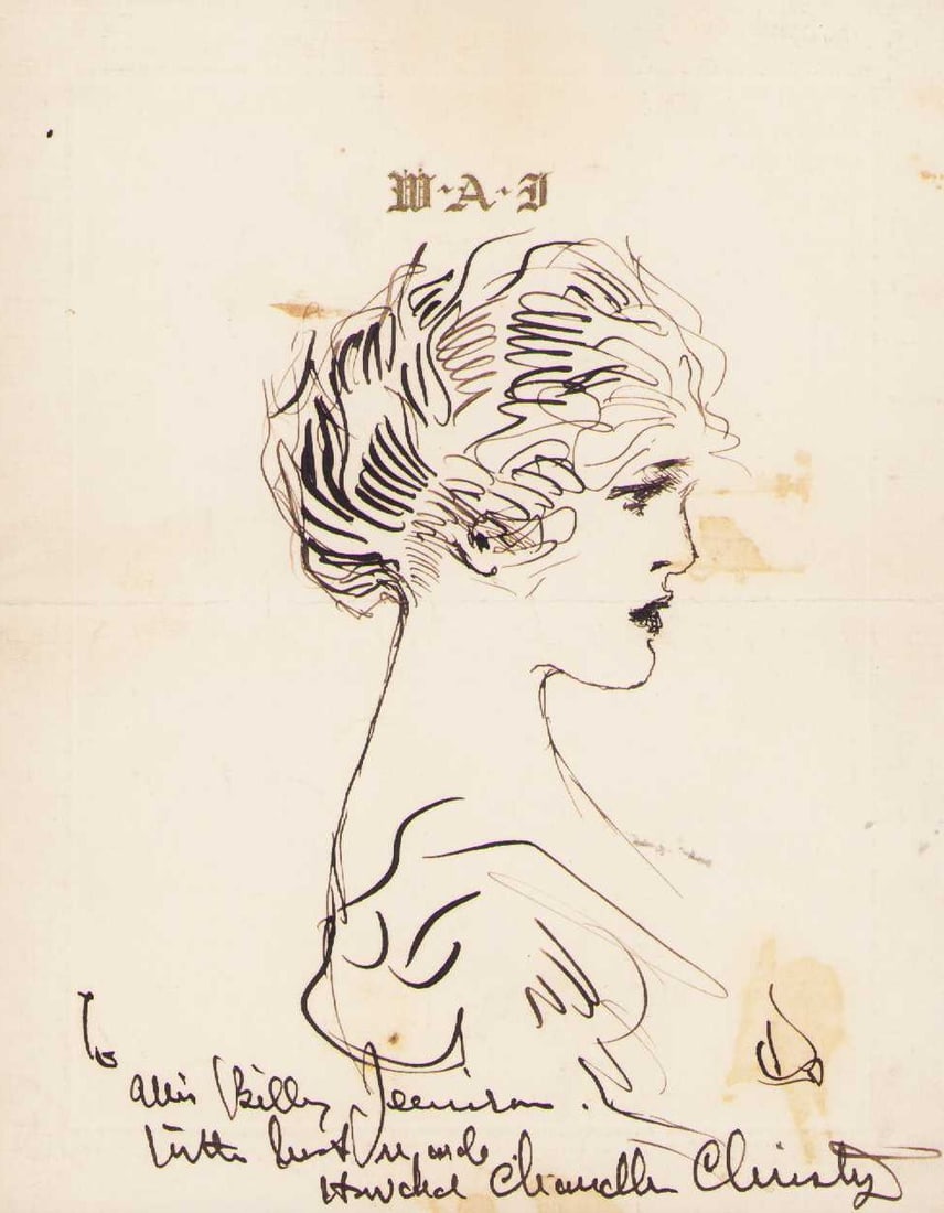Howard Chandler Christy sketch signed: A rare girls sketch signed by the famed illustrator known for his Christys Girls ! Certificate of AuthenticityEVERY item in this auction comes with at minimum one fully illustrated and serial numbered