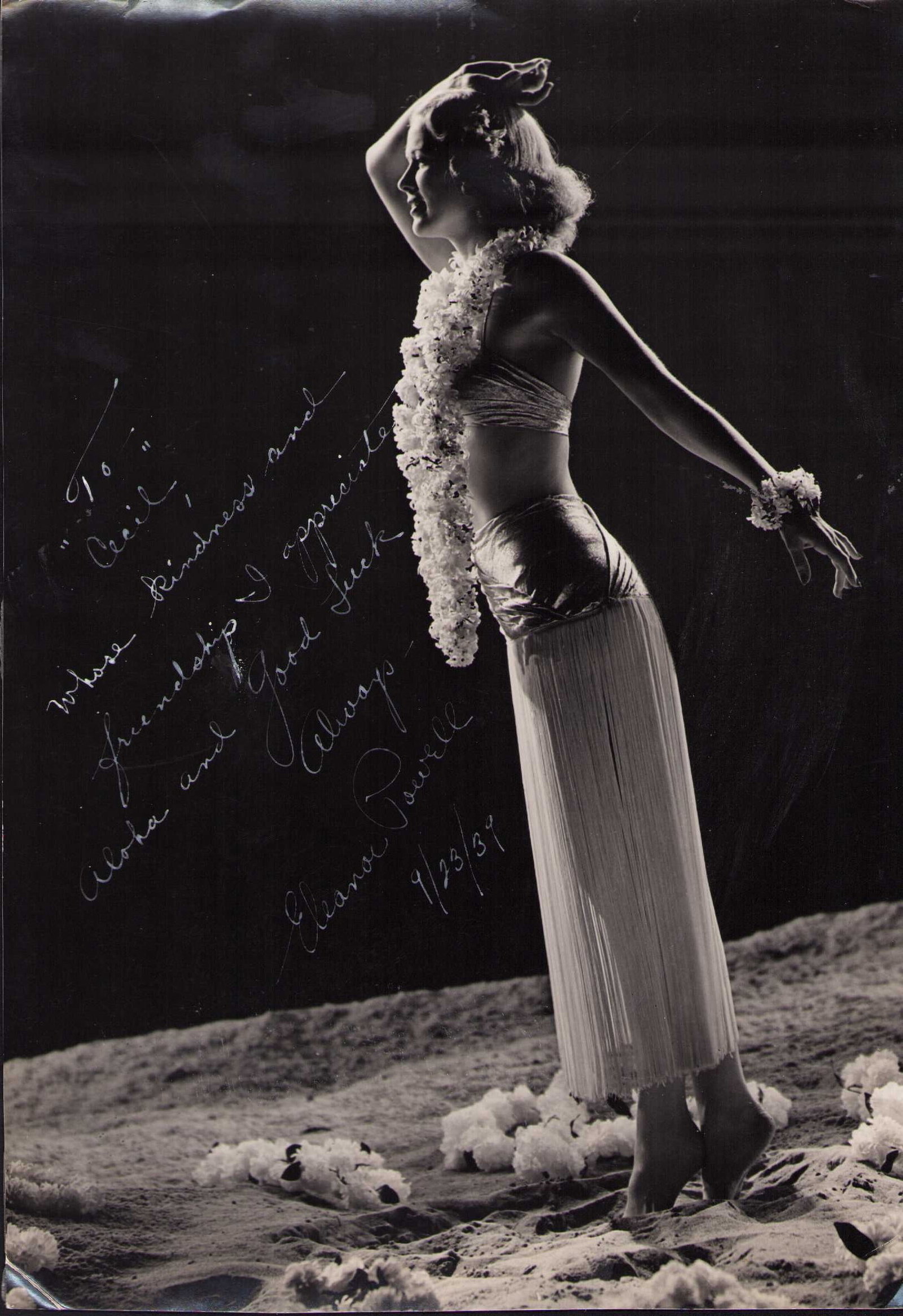 EARLY Eleanor Powell signed photograph: AN EARLY Eleanor Powell at start of her career An unusual likely one of a kind sexy signed photograph in white paint pen ink there is normal wear on the edges as shown but nothing to detract from this