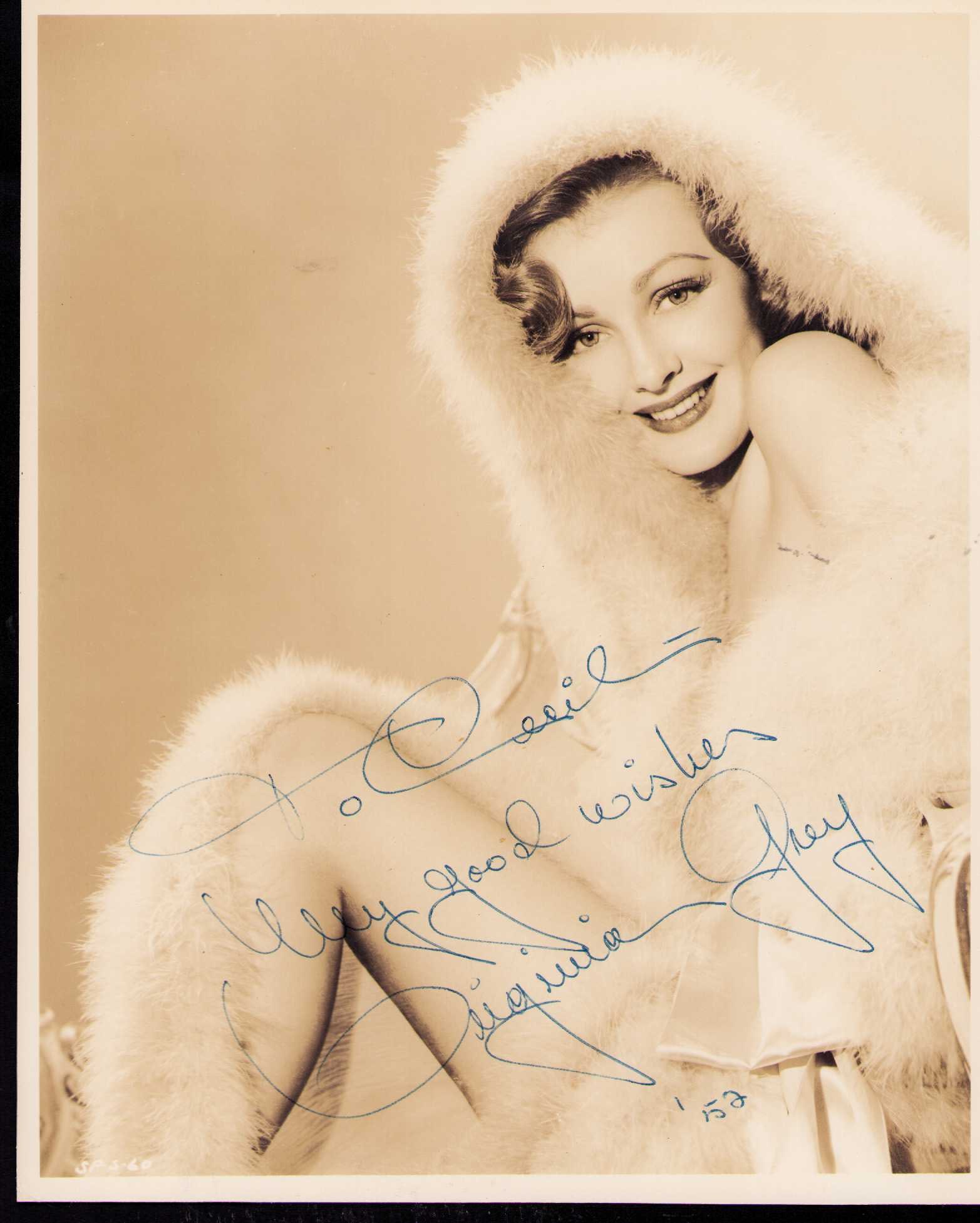 Virginia Grey signed photograph: Virginia Grey on a fantastic early signed 8x10 Certificate of AuthenticityEVERY item in this auction comes with at minimum one fully illustrated and serial numbered COA signed by the worlds leading au