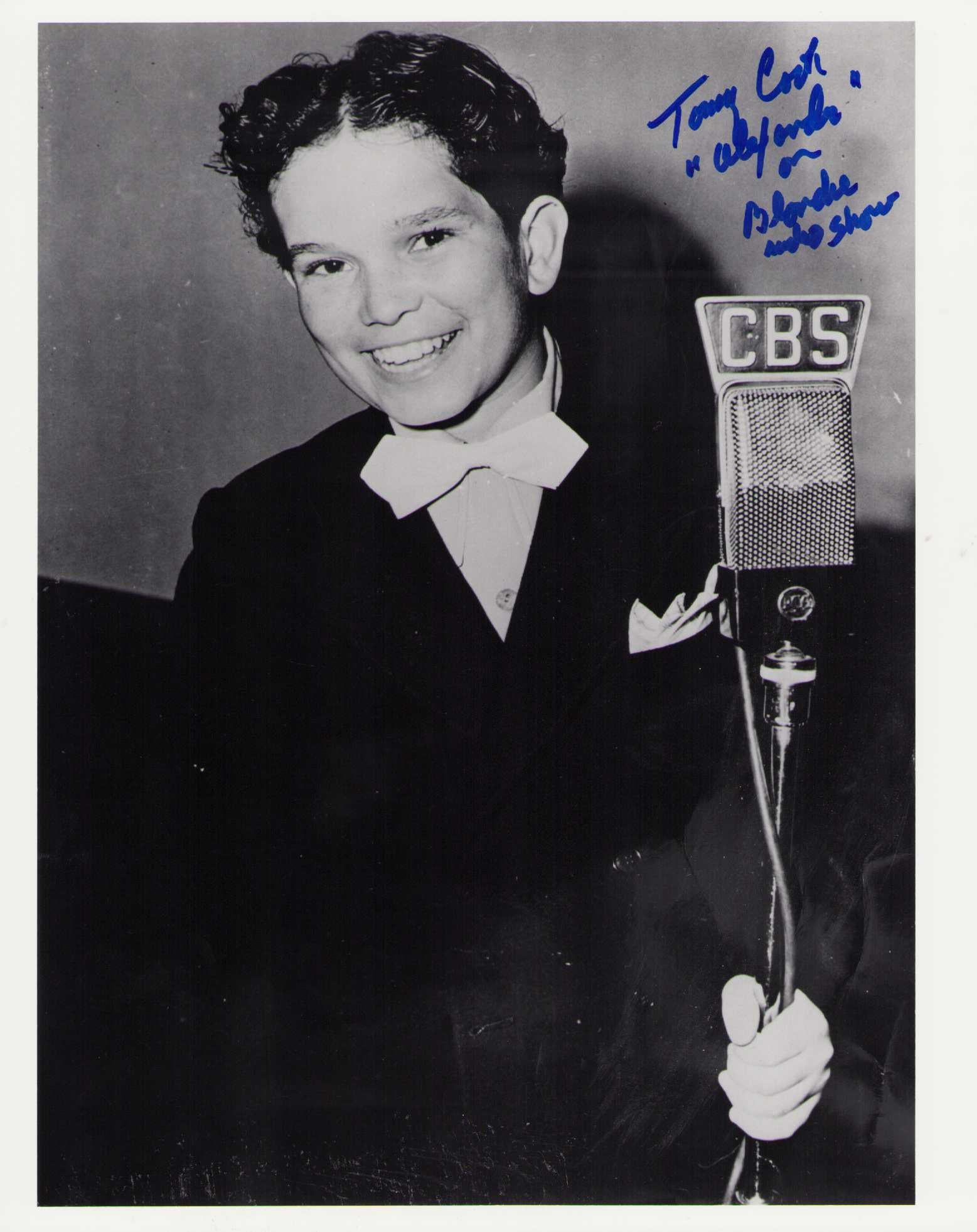Tommy Cook signed photograph: The child star remembered for Old Yeller etc on a rare radio show signed still he has added his character names on it too deceased Certificate of AuthenticityEVERY item in this auction comes with at