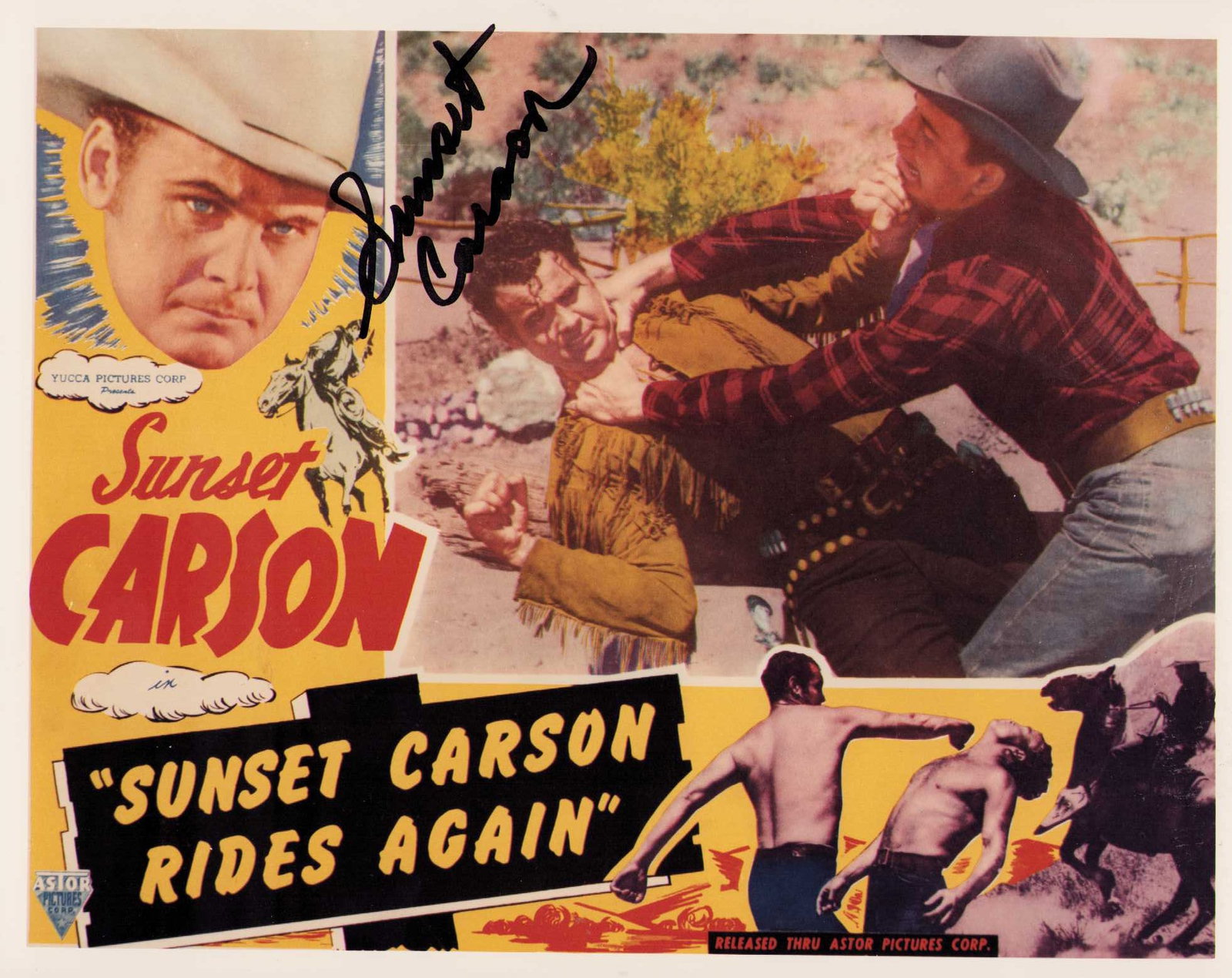 Sunset Carson signed photograph: A vintage signed 8x10 of the western star Certificate of AuthenticityEVERY item in this auction comes with at minimum one fully illustrated and serial numbered COA signed by the worlds leading authent
