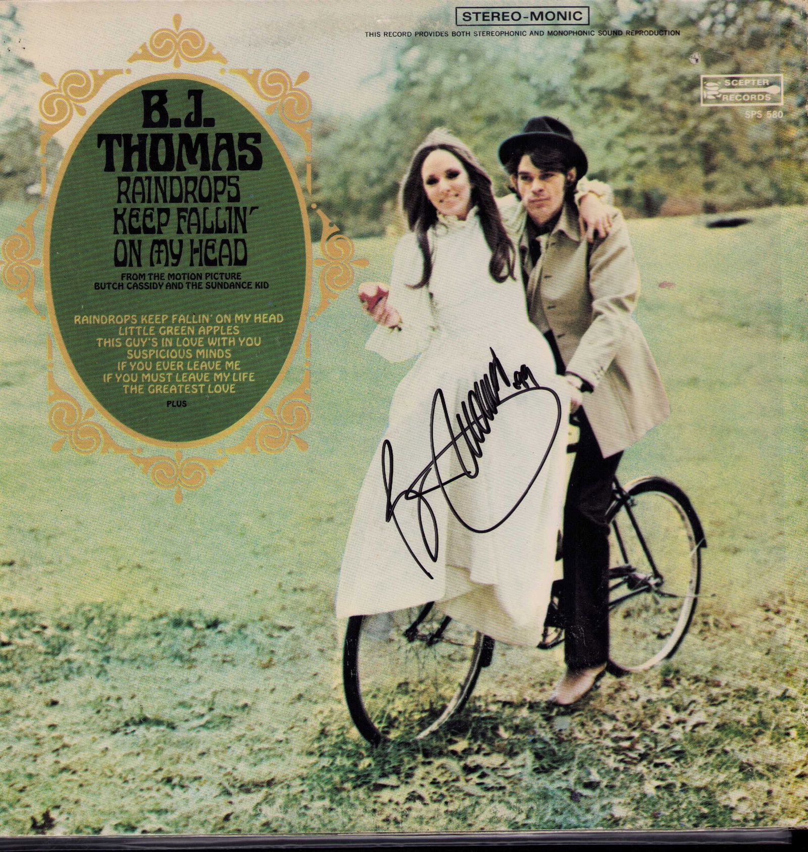 BJ Thomas signed LP B: A second vintage LP signed by legend Thomas Certificate of AuthenticityEVERY item in this auction comes with at minimum one fully illustrated and serial numbered COA signed by the worlds leading authe