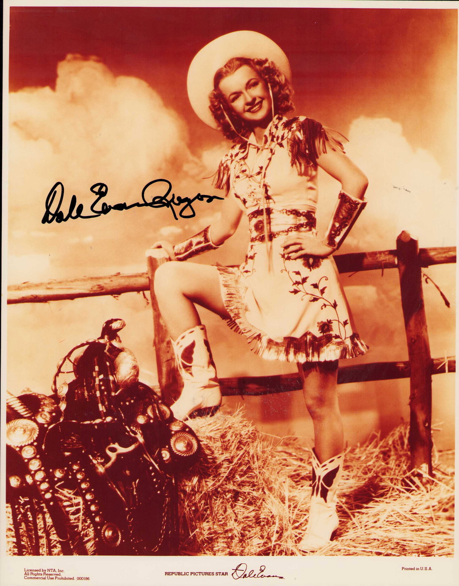 Dale Evans signed 11x14 photograph: A nice scarce 11x14 of the wife of Roy signed Certificate of AuthenticityEVERY item in this auction comes with at minimum one fully illustrated and serial numbered COA signed by the worlds leading aut