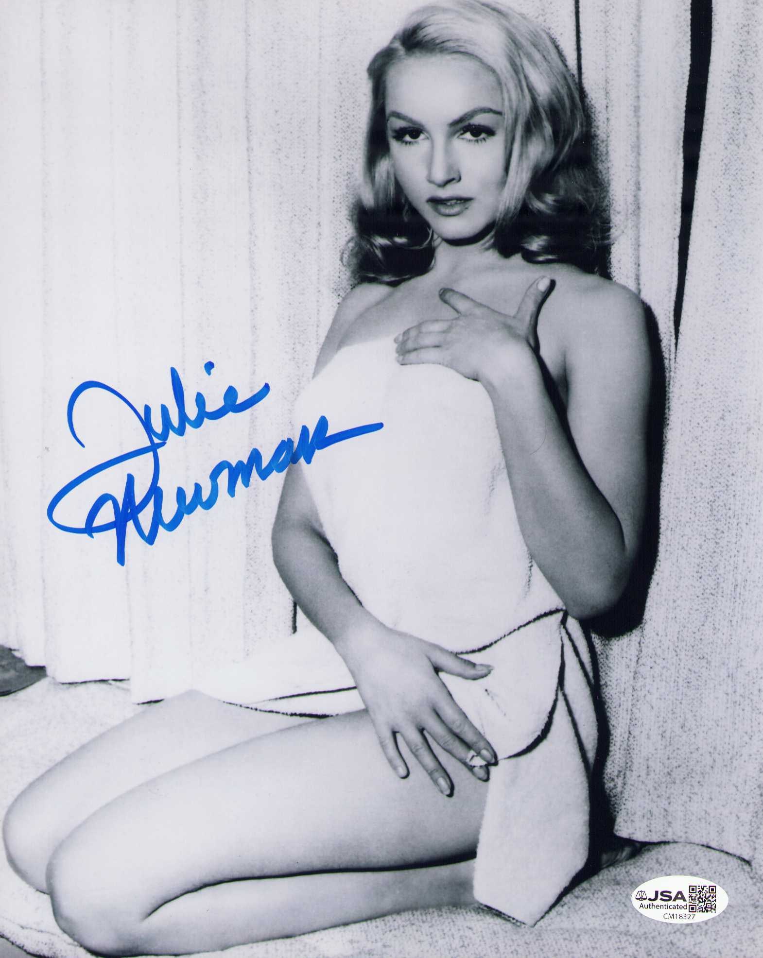 Julie Newmar signed photograph JSA: A JSA signed sexy young Newmar she was of course TV Batmans Catwoman Certificate of AuthenticityEVERY item in this auction comes with at minimum one fully illustrated and serial numbered COA signed by