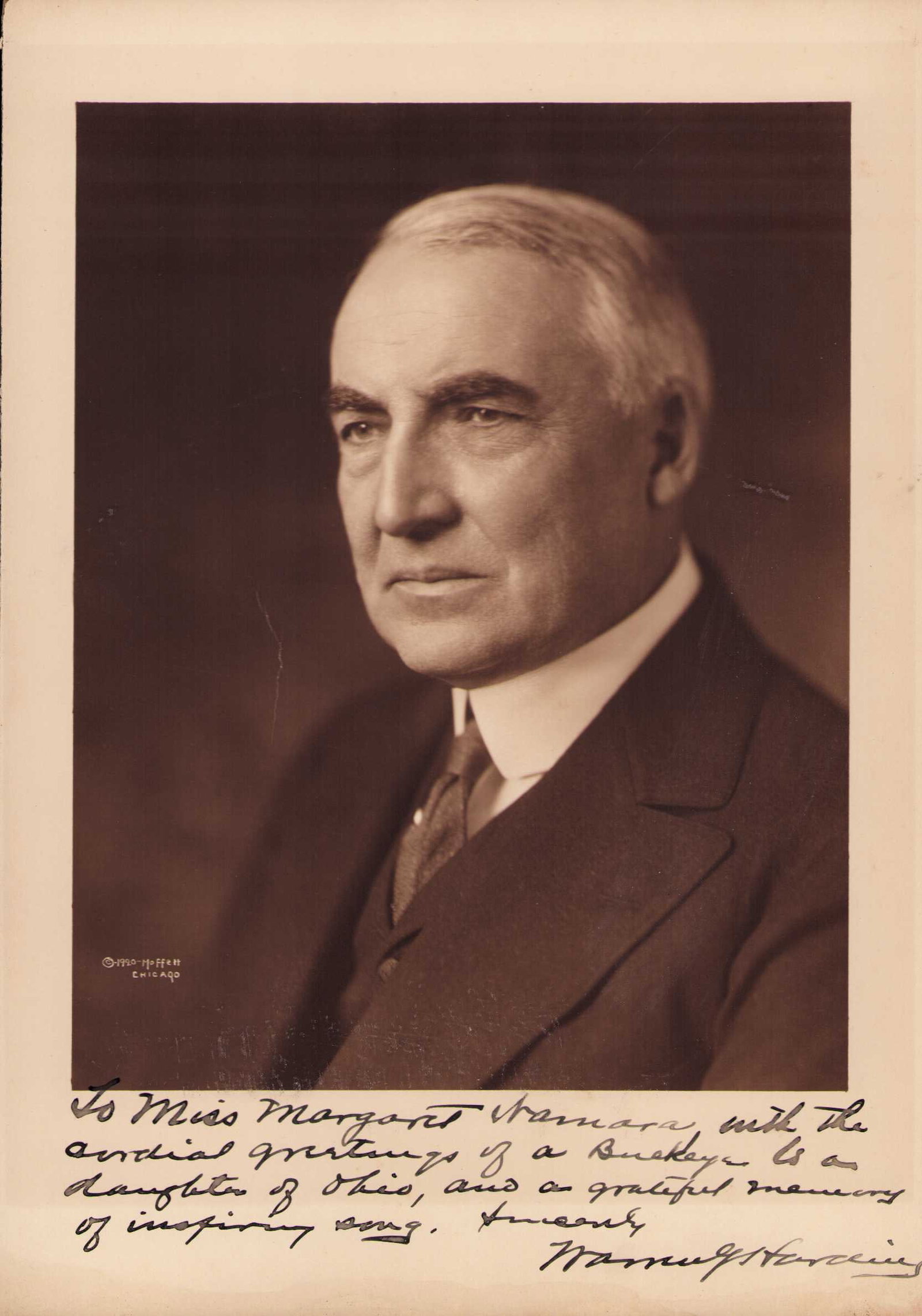 Warren G Harding rare Presidential signed photograph: A RARE oversized heavyweight signed Presidential portrait of the Past President of the United States Certificate of AuthenticityEVERY item in this auction comes with at minimum one fully illustrated a