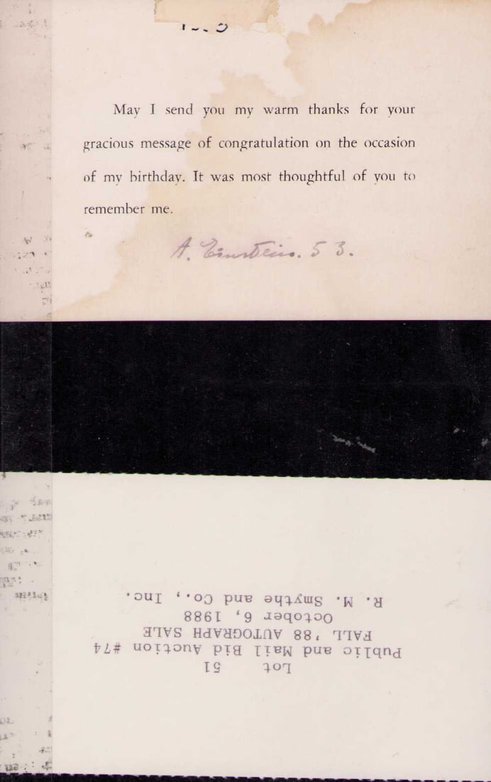 Albert Einstein rare signed typed note (1 of 1)