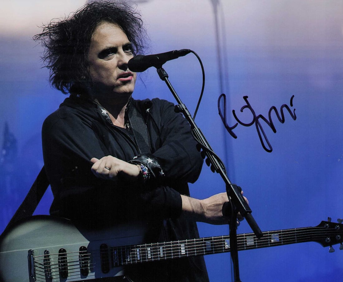 Robert Smith the Cure signed photograph: Scarce signed 8x10 by the CURE lead singer Robert Smith Certificate of AuthenticityEVERY item in this auction comes with at minimum one fully illustrated and serial numbered COA signed by the leading 