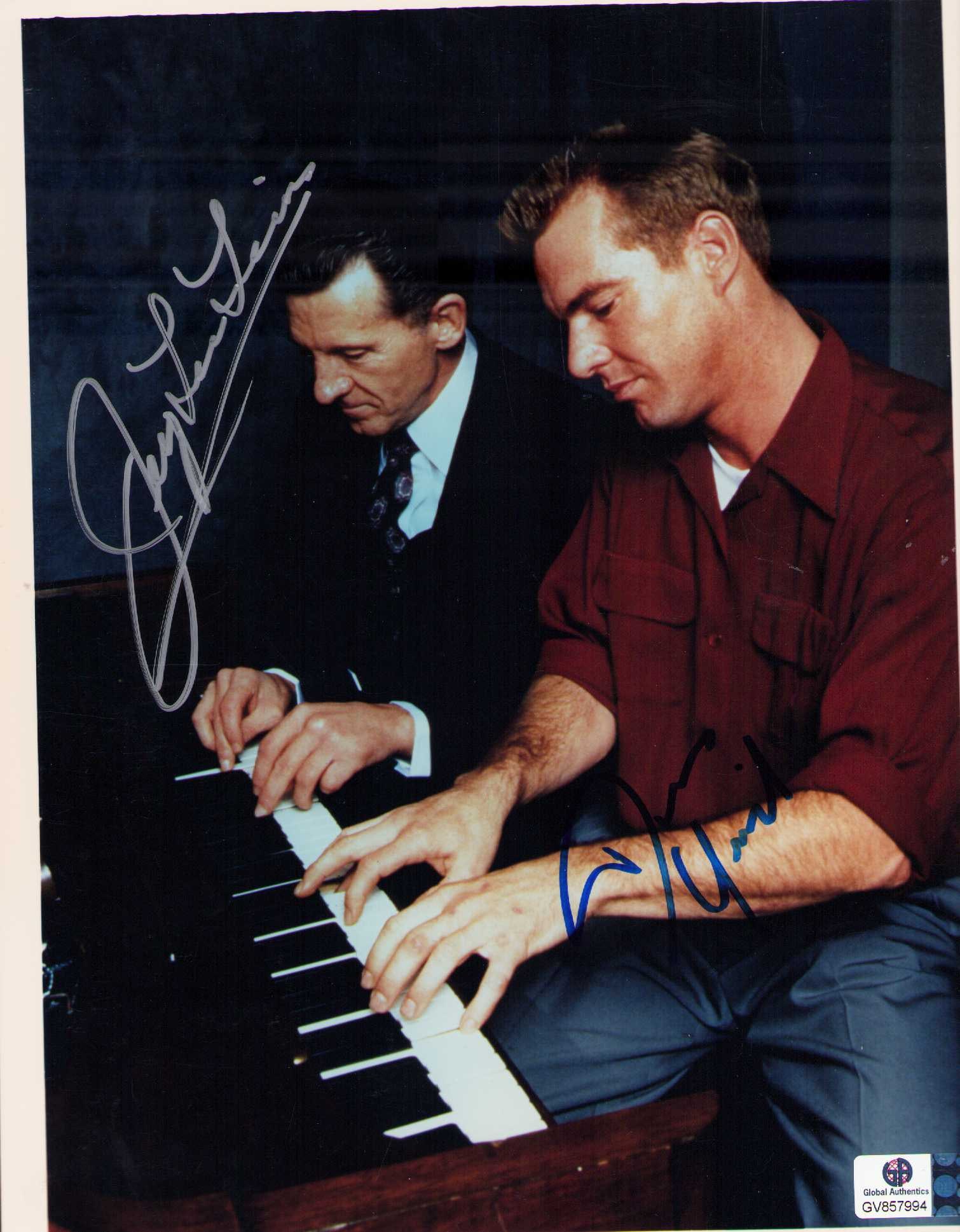 Jerry Lee Lewis and Dennis Quaid signed photograph: From filming the movie Great Balls of Fire signed by both Quaid who played the Killer and the Killer himself also GAI stickered over 15 years ago Certificate of AuthenticityEVERY item in this auction