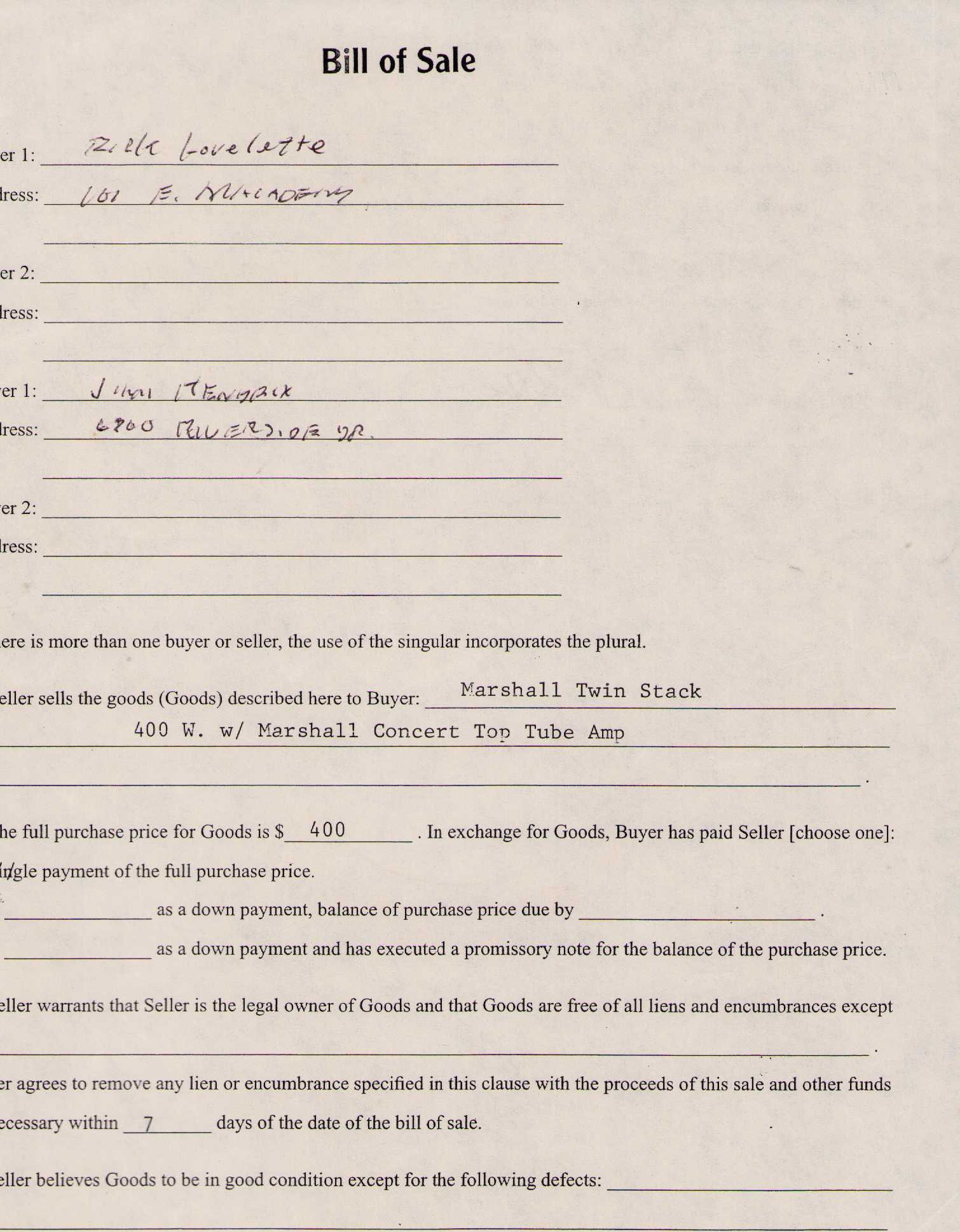 Jimi Hendrix contract signed (1 of 2)