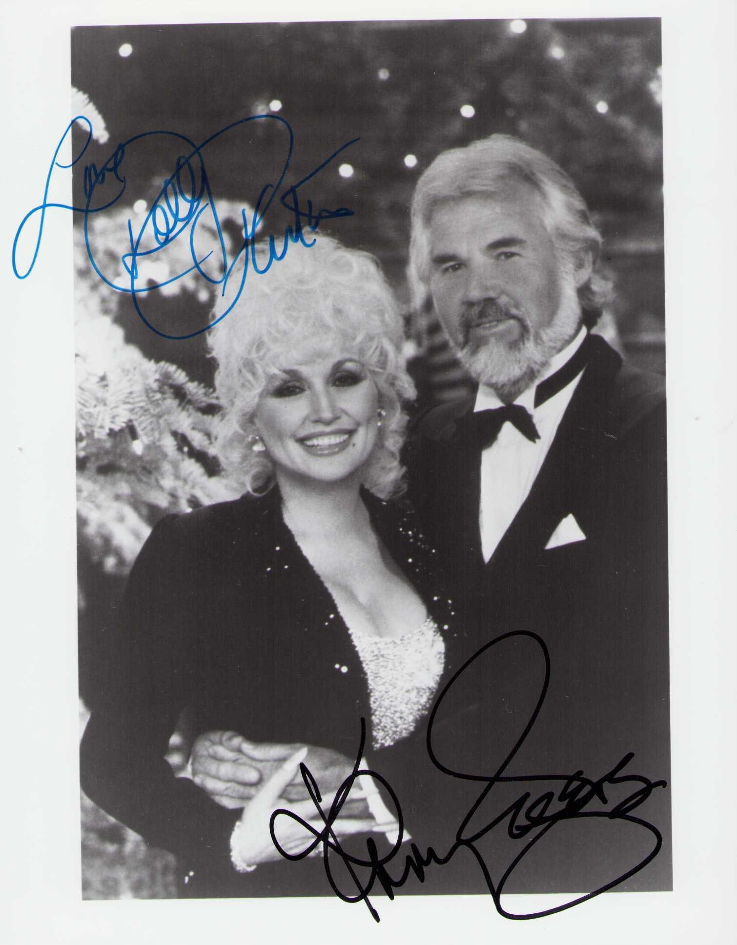 Kenny Rogers and Dolly Parton signed photograph: A rare signed vintage 8x10 of the two legends who often dueted together Kenny Rogers and Dolly Parton Certificate of AuthenticityEVERY item in this auction comes with at minimum one fully illustrated