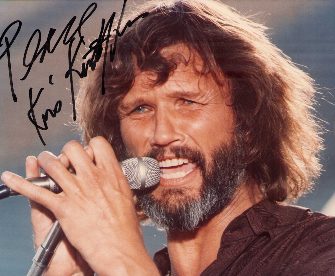 Kris Kristofferson signed photograph: A vintage signed 8x10 of deceased singer songwriter and actor Certificate of AuthenticityEVERY item in this auction comes with at minimum one fully illustrated and serial numbered COA signed by the
