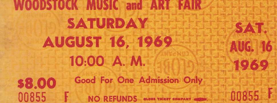 Woodstock ticket: A real one day admission ticket to the famed 1969 concert Woodstock Certificate of AuthenticityEVERY item in this auction comes with at minimum one fully illustrated and serial numbered COA signed by 