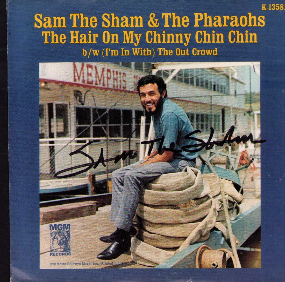 Sam the Sham and the Pharoah signed 45rpm record and sleeve: A scarce signed original 45rpm picture sleeve and record Certificate of AuthenticityEVERY item in this auction comes with at minimum one fully illustrated and serial numbered COA signed by the leading