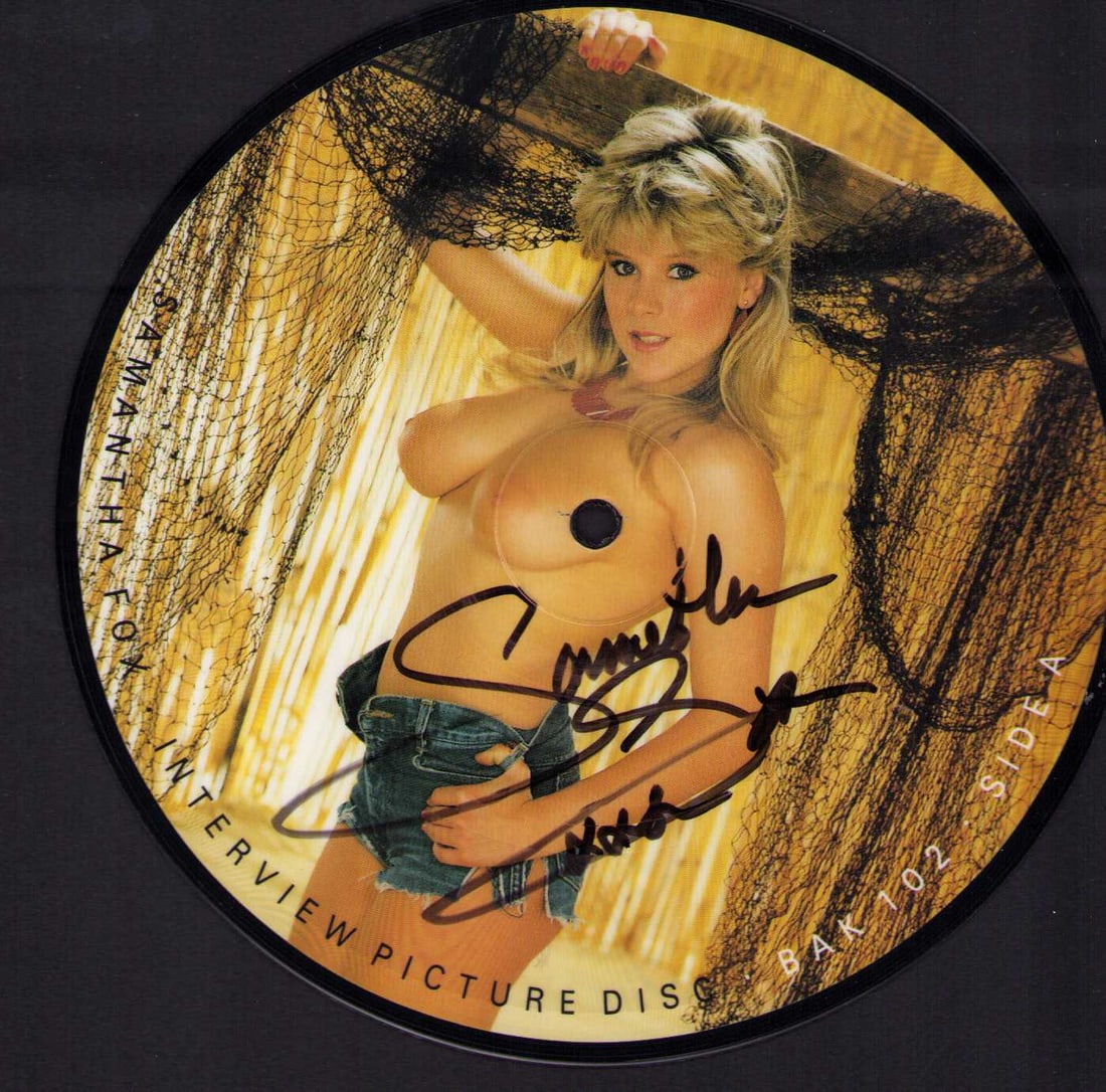 Samantha Fox signed picture disc 45rpm: A sexy topless picture record 45rpm signed by her Certificate of AuthenticityEVERY item in this auction comes with at minimum one fully illustrated and serial numbered COA signed by the leading