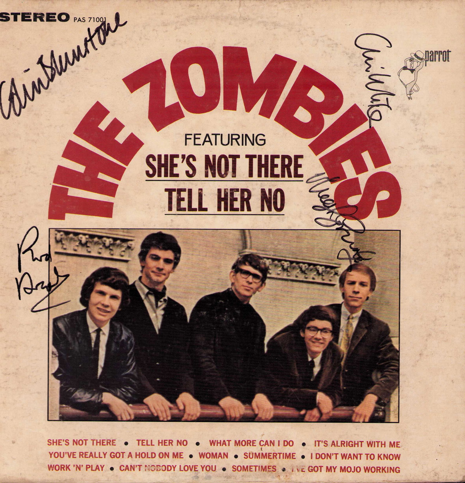 The Zombies signed LP: A Zombies signed LP by the band in shown condition obtained in person Certificate of AuthenticityEVERY item in this auction comes with at minimum one fully illustrated and serial numbered COA signed