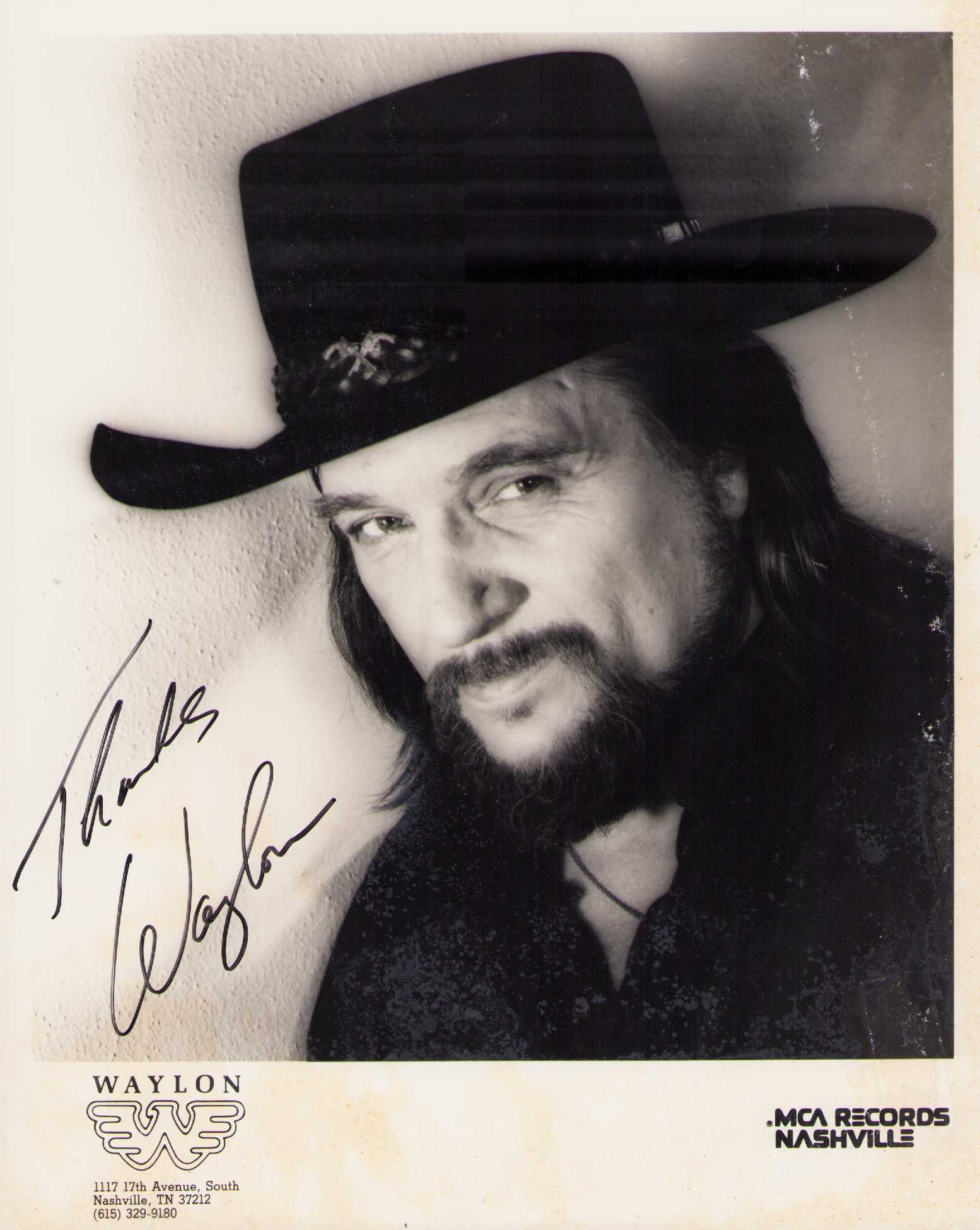 Waylon Jennings signed photograph: A rare Waylon signed 8x10 as shown with some fading and wear to photo Certificate of AuthenticityEVERY item in this auction comes with at minimum one fully illustrated and serial numbered COA signed b