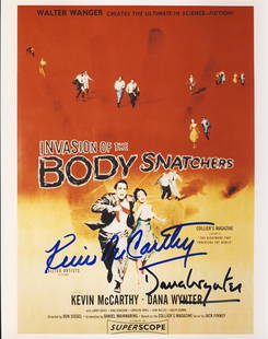 Kevin McCarthy and Dana Wynter Signed "Invasion of the: This is an 8x10 photograph from the SuperScope filmed classic "Invasion of the Body Snatchers" signed by stars Kevin McCarthy and Dana Wynter.