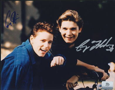 Corey Haim and Corey Feldman Signed 8x10 Photograph: This is an 8x10 photograph signed by now deceased child actor Corey Haim and Corey Feldman. The photograph features both signatures as well as Corey Haim's personal company sticker in the lower