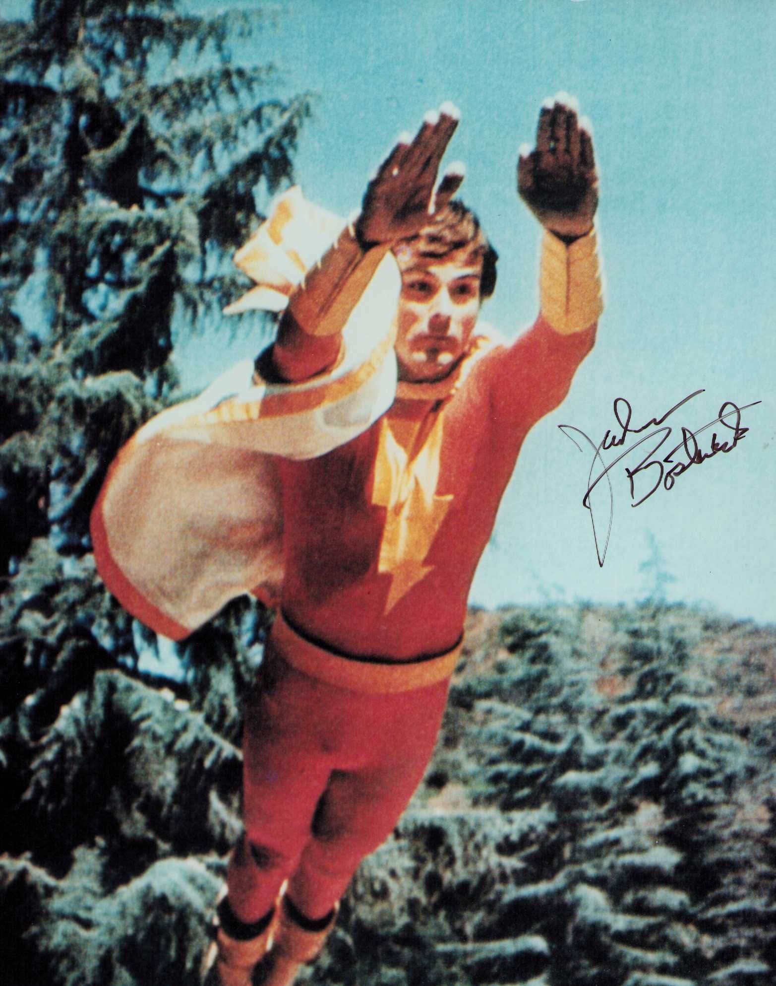 Jackson Bostwick Shazam signed photograph: A vintage signed as Capt Marvel 8x10 from the 70s TV series by him Scarce Certificate of AuthenticityEVERY item in this auction comes with at minimum one fully illustrated and serial numbered COA