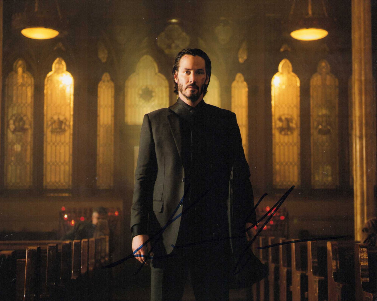 Keanu Reeves signed John Wick photograph: A John Wick signed 8x10 by the now action star Reeves Certificate of AuthenticityEVERY item in this auction comes with at minimum one fully illustrated and serial numbered COA signed by the leading