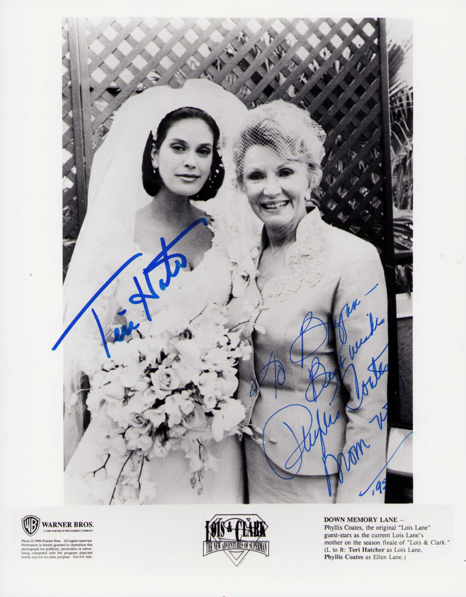 Teri Hatcher and Phyllis Coates rare signed photograph (1 of 1)
