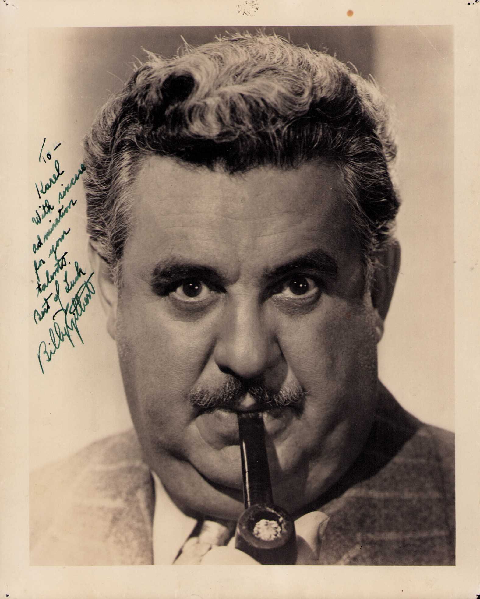 Billy Gilbert signed photograph: A RARE vintage signed 8x10 of the actor who was a key Disney voice in films like Snow White such as Sneezy and Willie the Giant in Fun and Fancy Free early signed 8x10 he died in 1971 Certificate of
