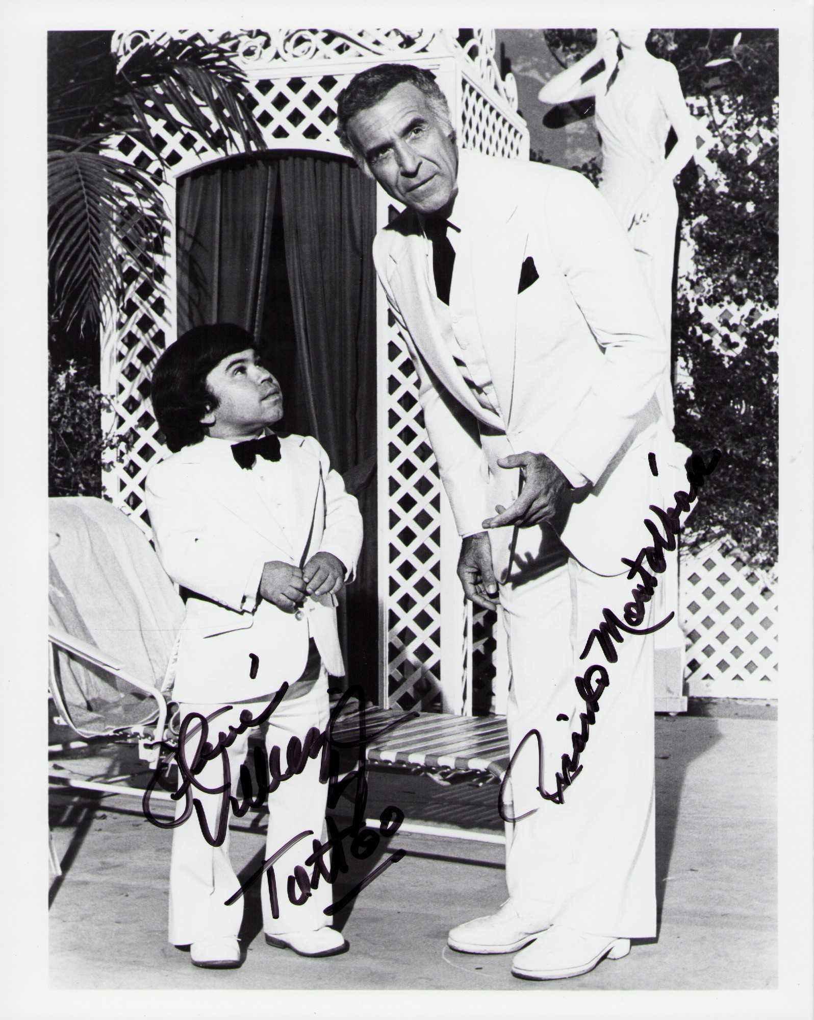Fantasy Island cast signed photograph Ricardo Montalban and Herve Villechaize: A vintage Fantasy Island signed still by both stars Ricardo Montalban and rare star Herve Villechaize as Tattoo which he added Certificate of AuthenticityEVERY item in this auction comes with at minim