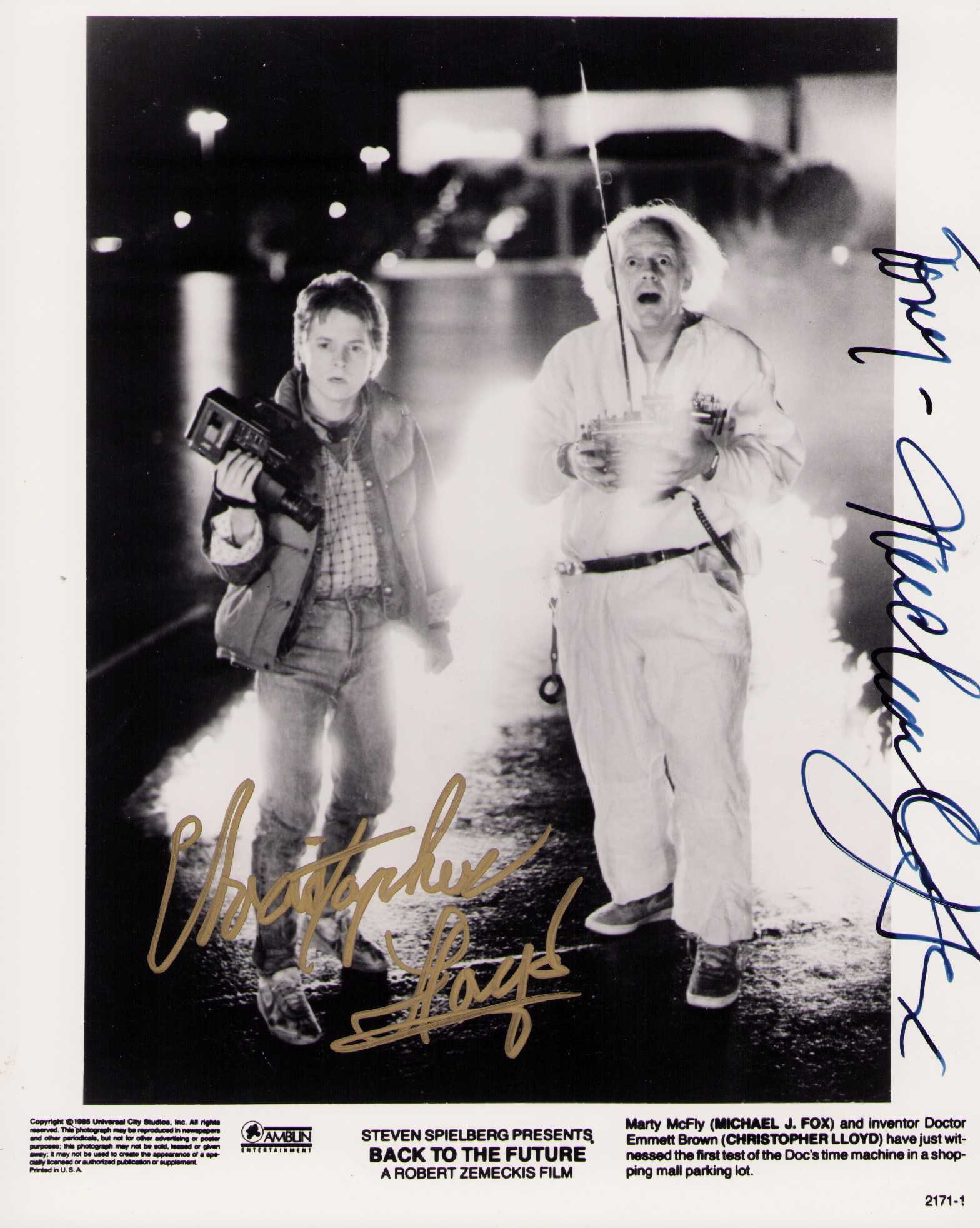 Back to the Future Michael j Fox and Christopher Lloyd signed photograph (1 of 1)