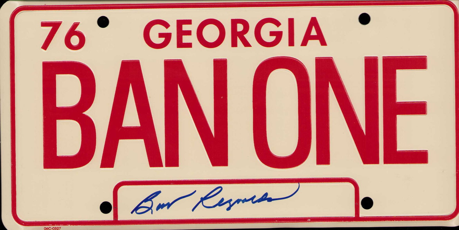 Burt Reynolds signed license plate Smokey and the Bandit: A metal embossed exact replica of the Smokey Trands Am License plate signed by Reynolds in our first ever for him private signing some years ago images of this signing can be found at