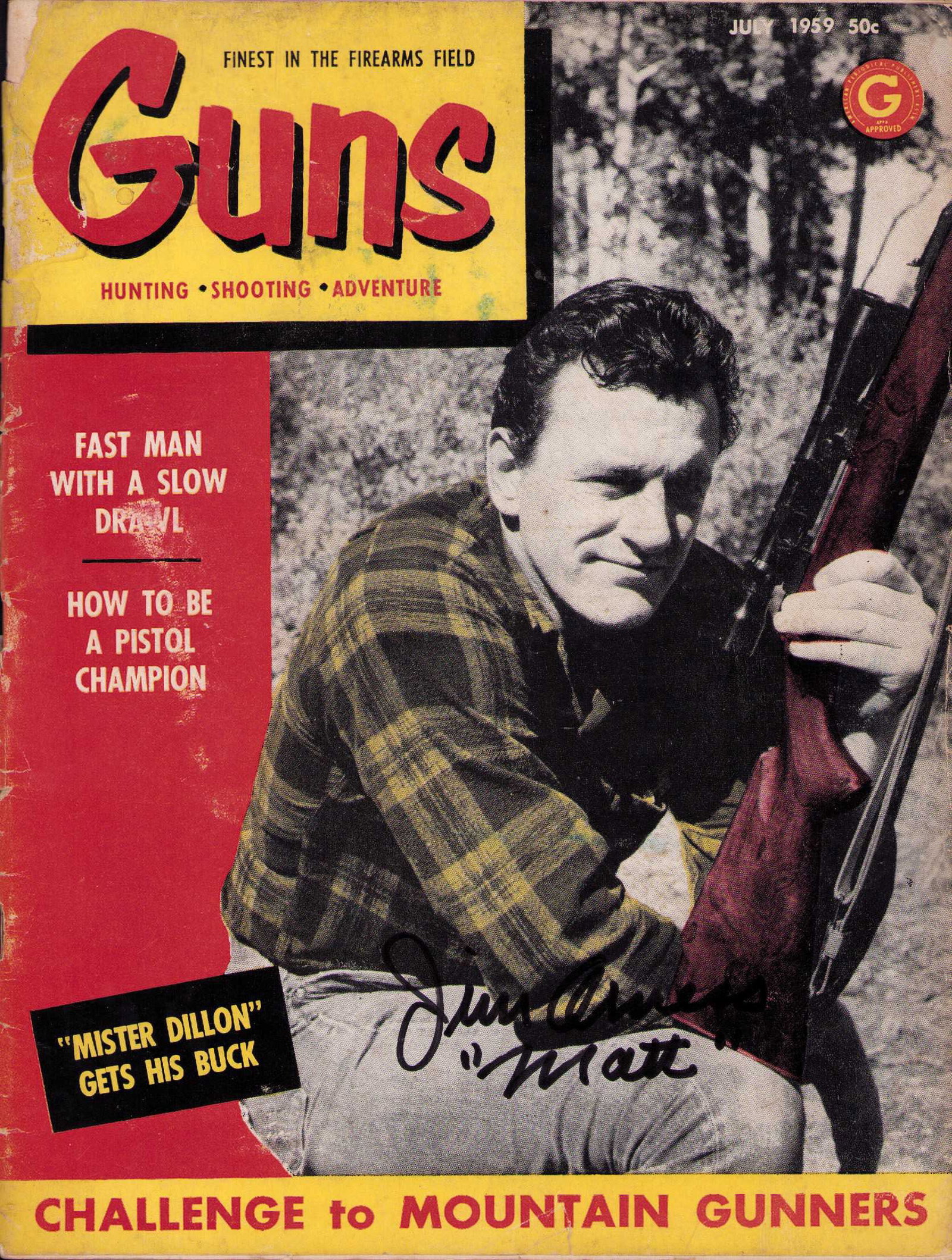 Jim Arness GUNS magazine signed photograph (1 of 1)