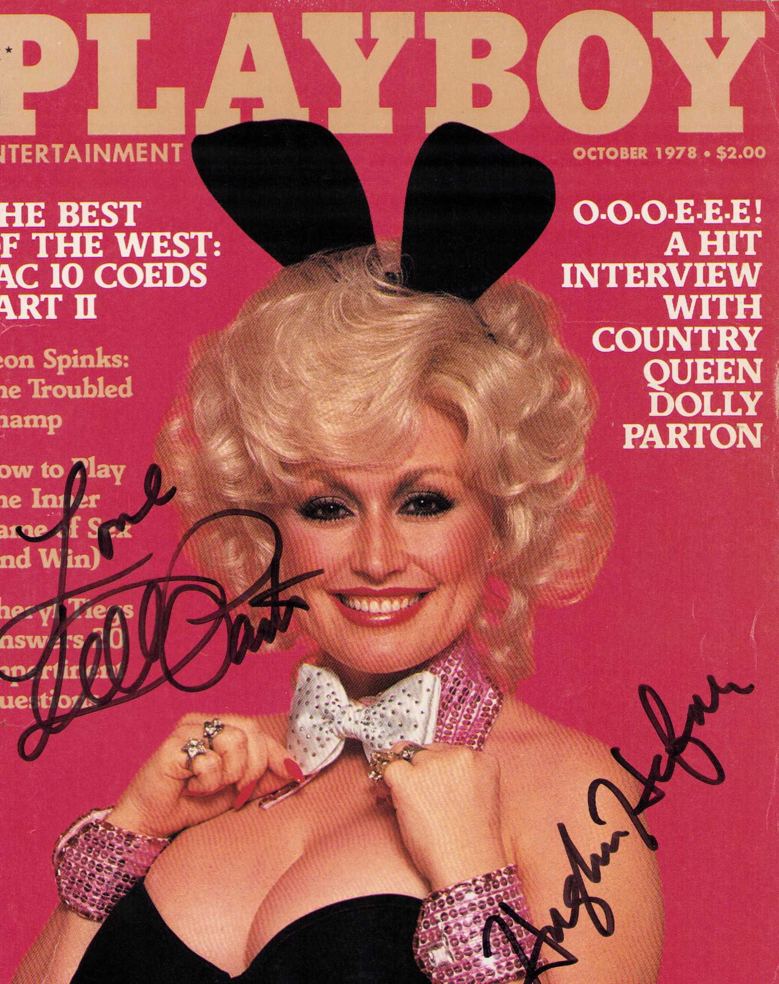 Hugh Hefner and Dolly Parton signed Playboy: An original cover off an actual Playboy (cover only) that showed Dolly Parton signed by HER AND Hugh Hefner Playboys deceased legendary founder Certificate of AuthenticityEVERY item in this auction