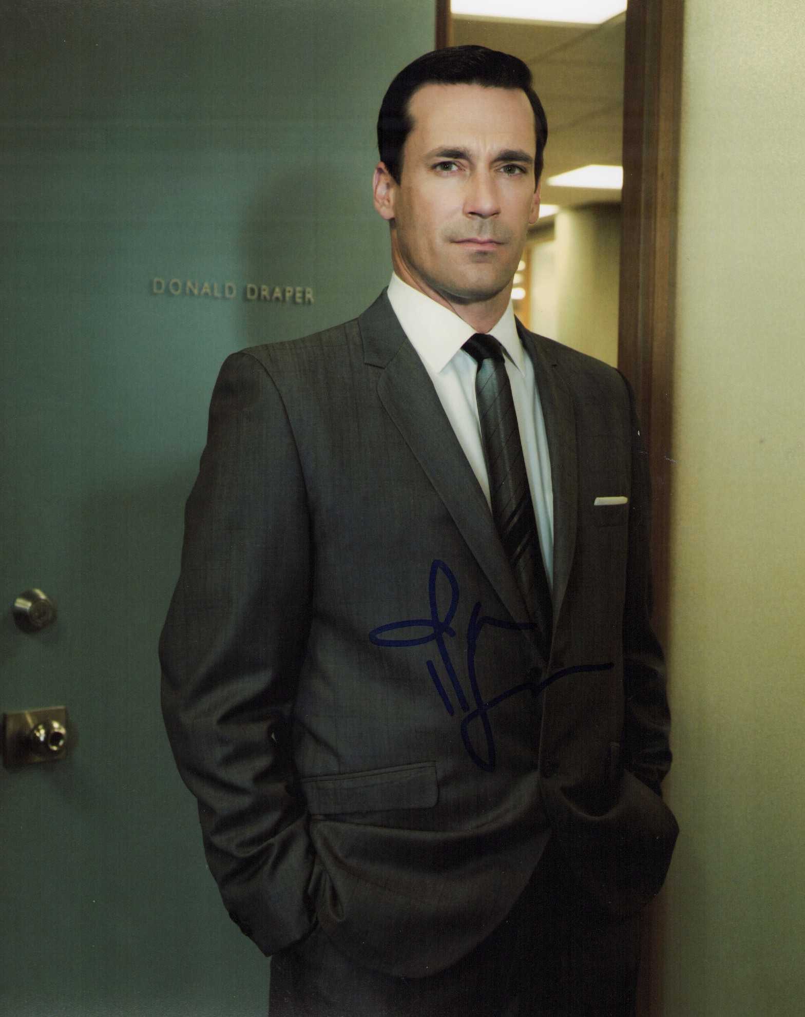 Jon Hamm signed photograph: Scarce signer NOT a nice signer Mad Men star Jon Hamm Certificate of AuthenticityEVERY item in this auction comes with at minimum one fully illustrated and serial numbered searchable online COA signed