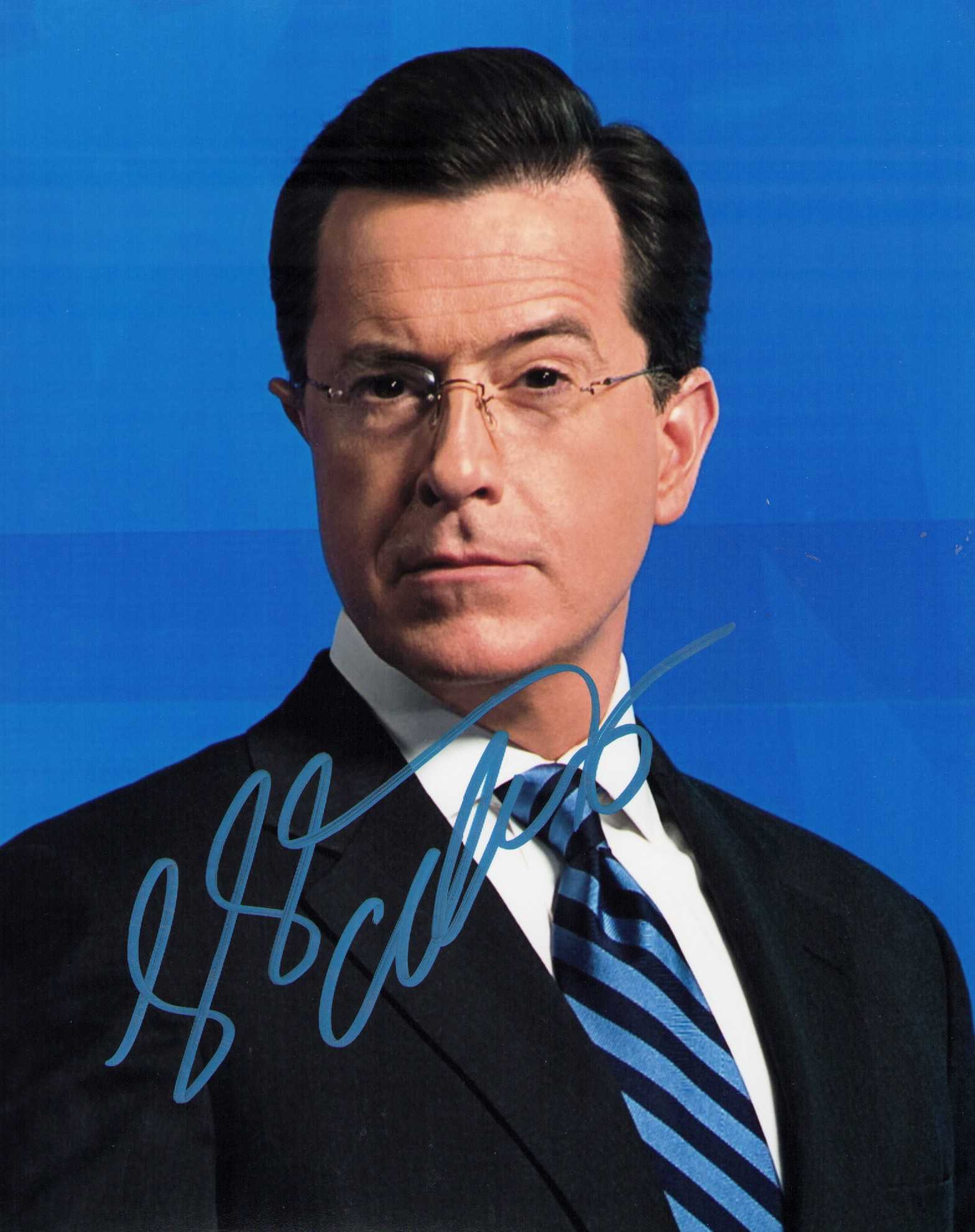 Steven Colbert signed photograph: Scarce signature of Late Night Host controversially in headlines as of late Certificate of AuthenticityEVERY item in this auction comes with at minimum one fully illustrated and serial numbered